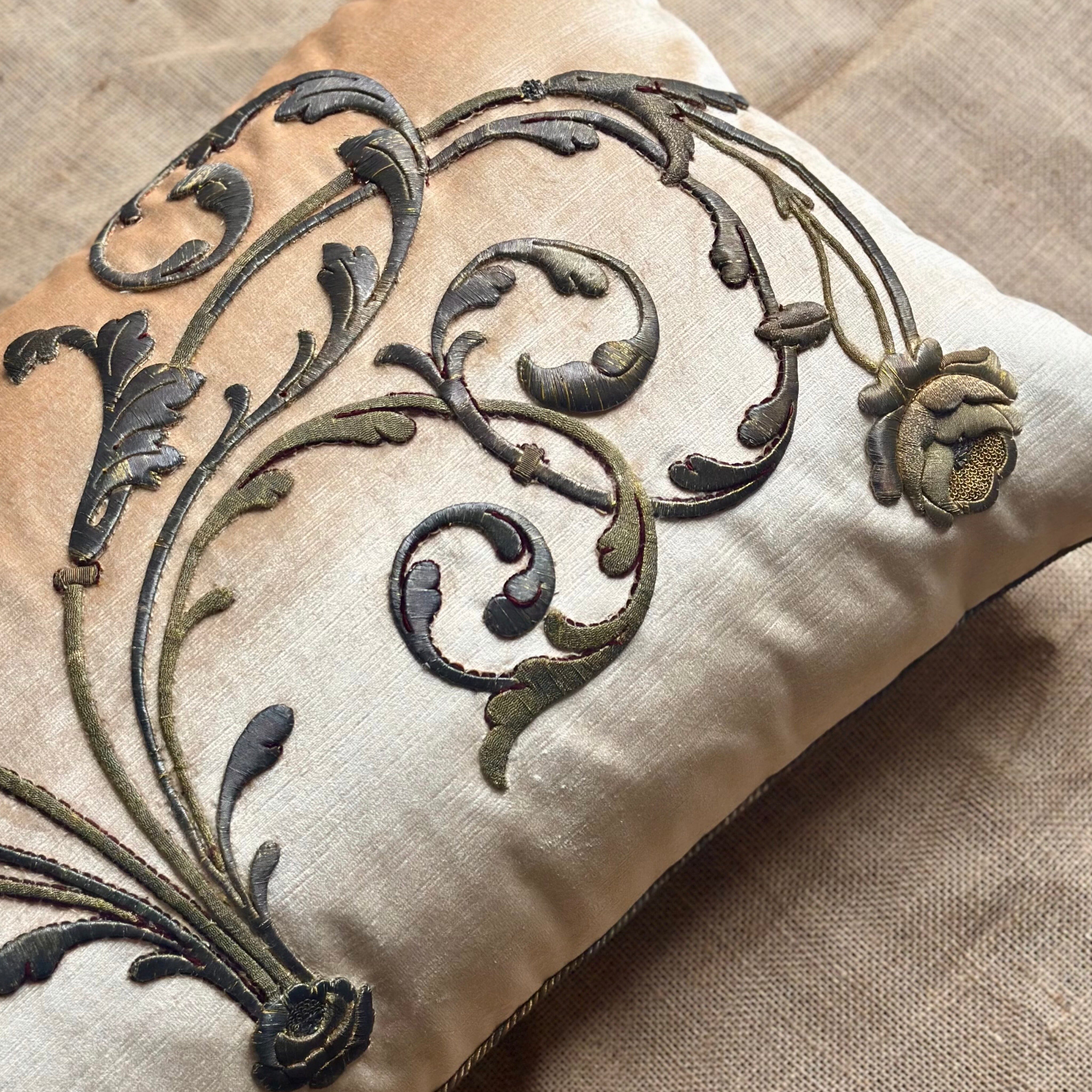 Antique European Gold Metallic Embroidery (#E061024 | 20 x 37 3/4") Pillows B. Viz Design 