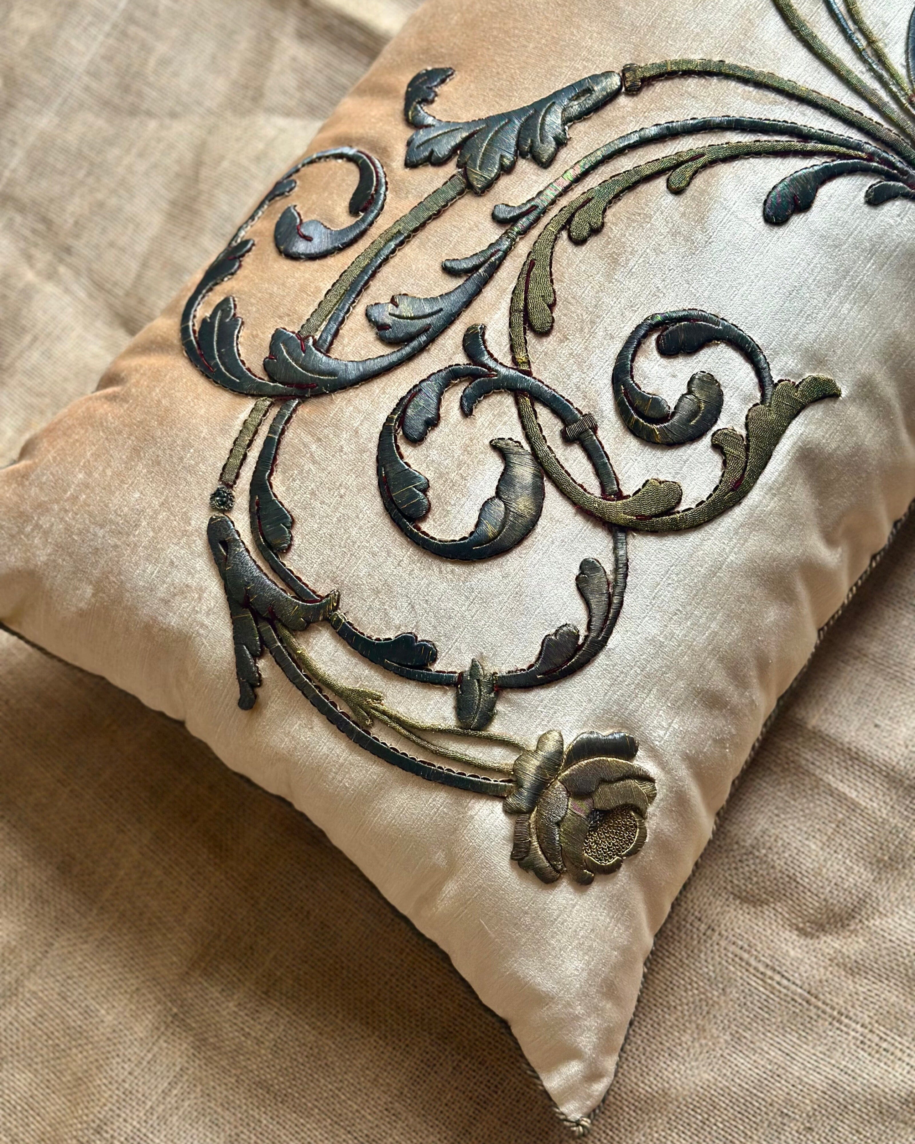 Antique European Gold Metallic Embroidery (#E061024 | 20 x 37 3/4") Pillows B. Viz Design 