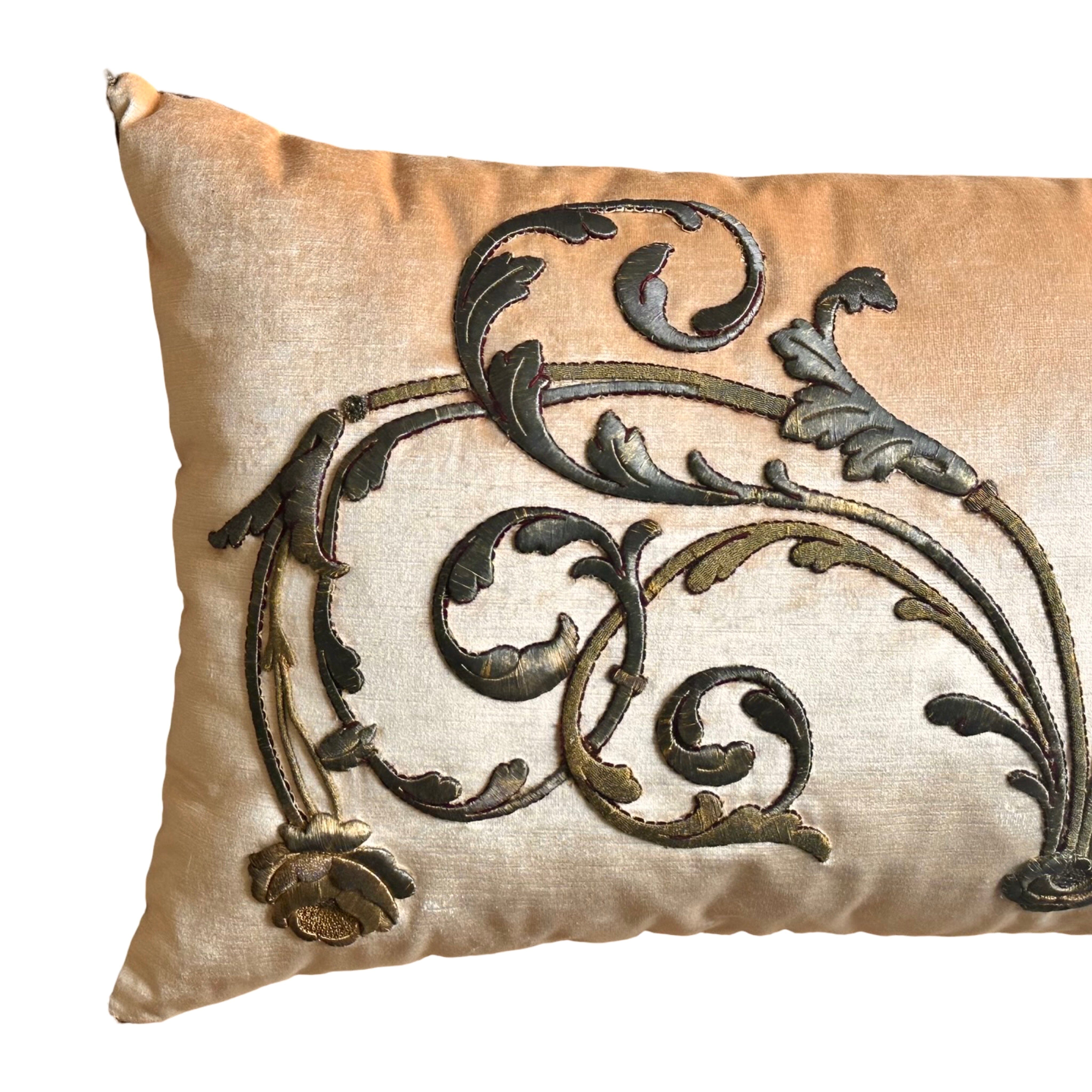 Antique European Gold Metallic Embroidery (#E061024 | 20 x 37 3/4") Pillows B. Viz Design 