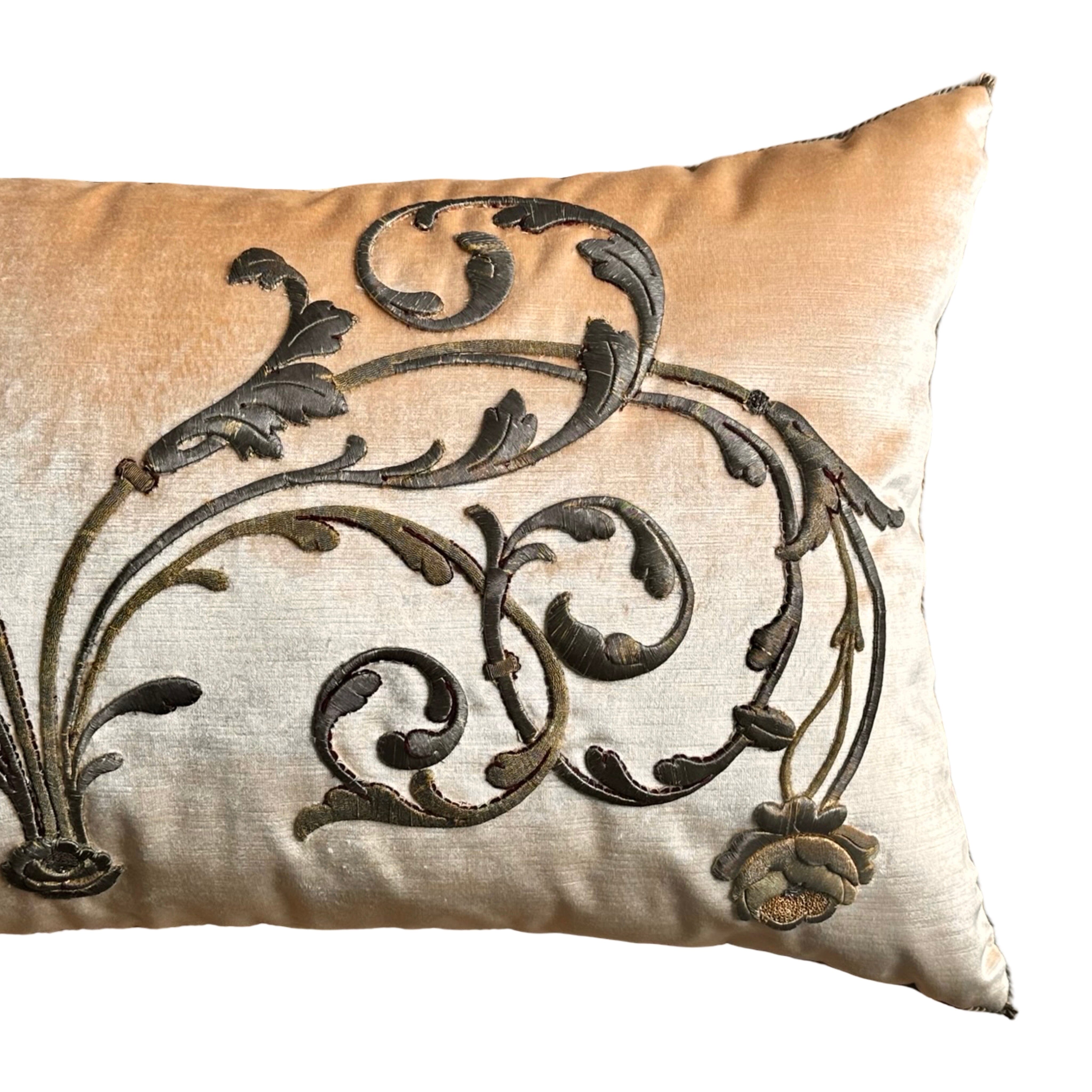 Antique European Gold Metallic Embroidery (#E061024 | 20 x 37 3/4") Pillows B. Viz Design 