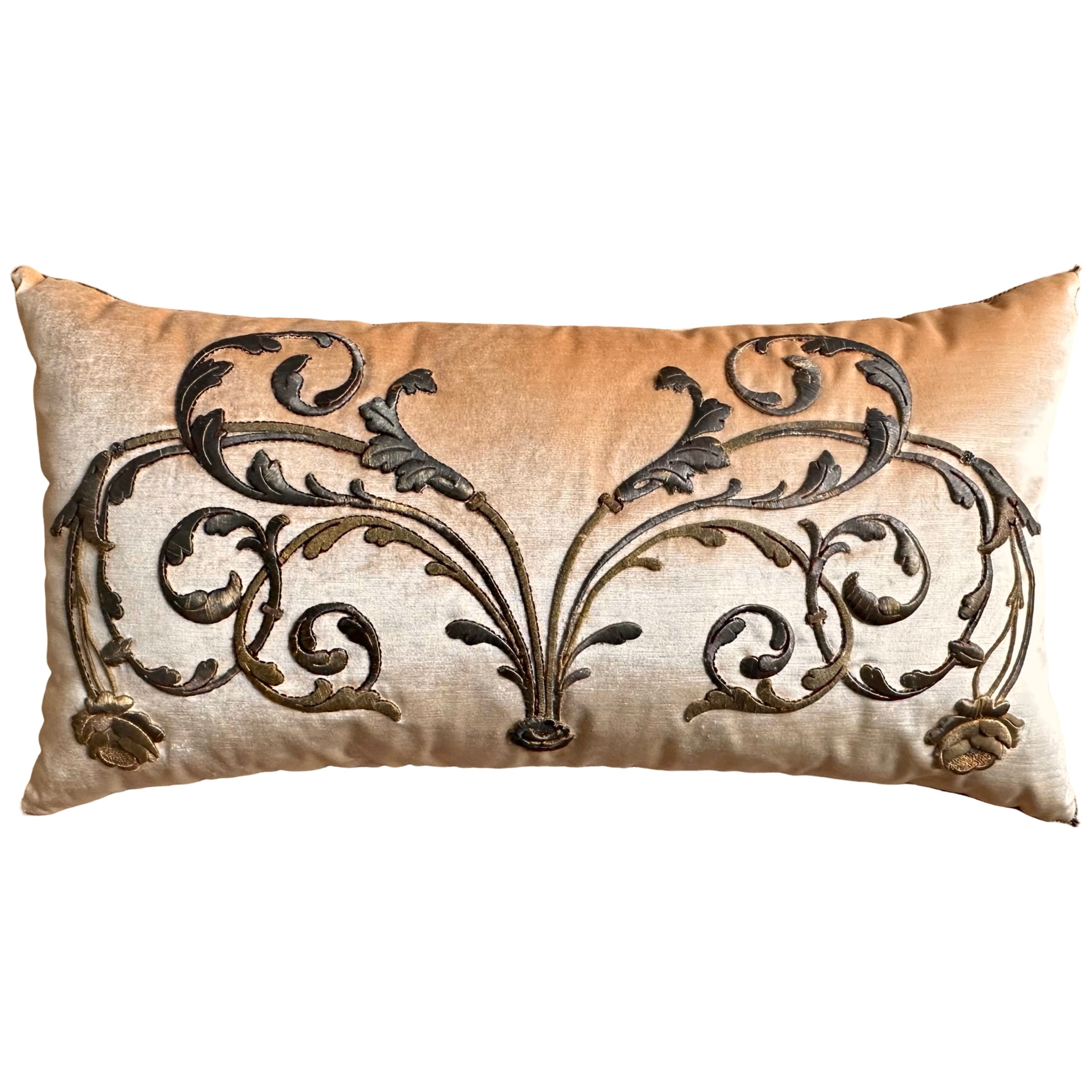 Antique European Gold Metallic Embroidery (#E061024 | 20 x 37 3/4") Pillows B. Viz Design 