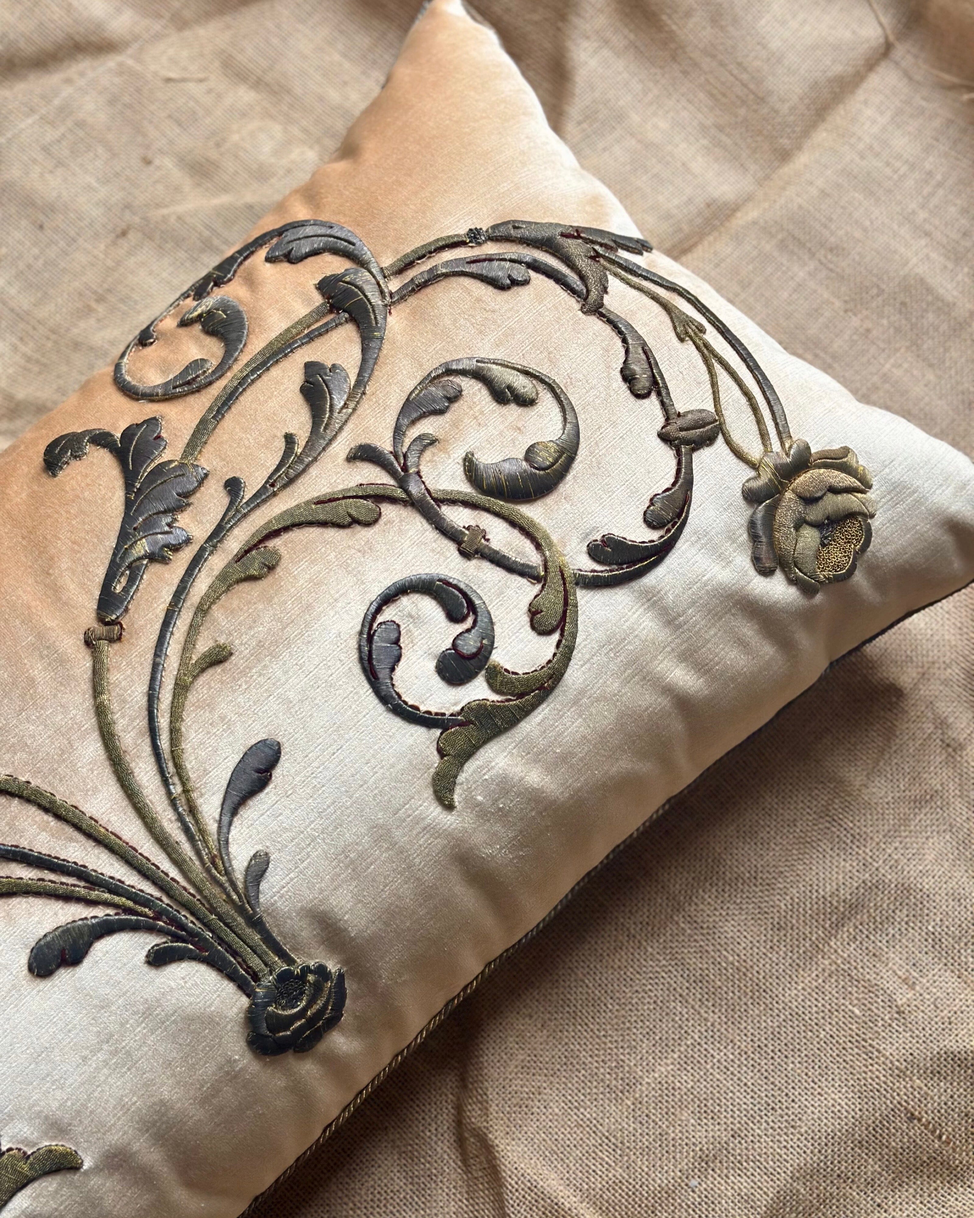 Antique European Gold Metallic Embroidery (#E061024 | 20 x 37 3/4") Pillows B. Viz Design 