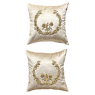 Antique European Metallic Gold Wreath Embroidery (E032425A&B| 18 x 18") New Pillows B. Viz Design 