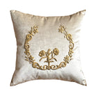 Antique European Metallic Gold Wreath Embroidery (E032425A&B| 18 x 18") New Pillows B. Viz Design 