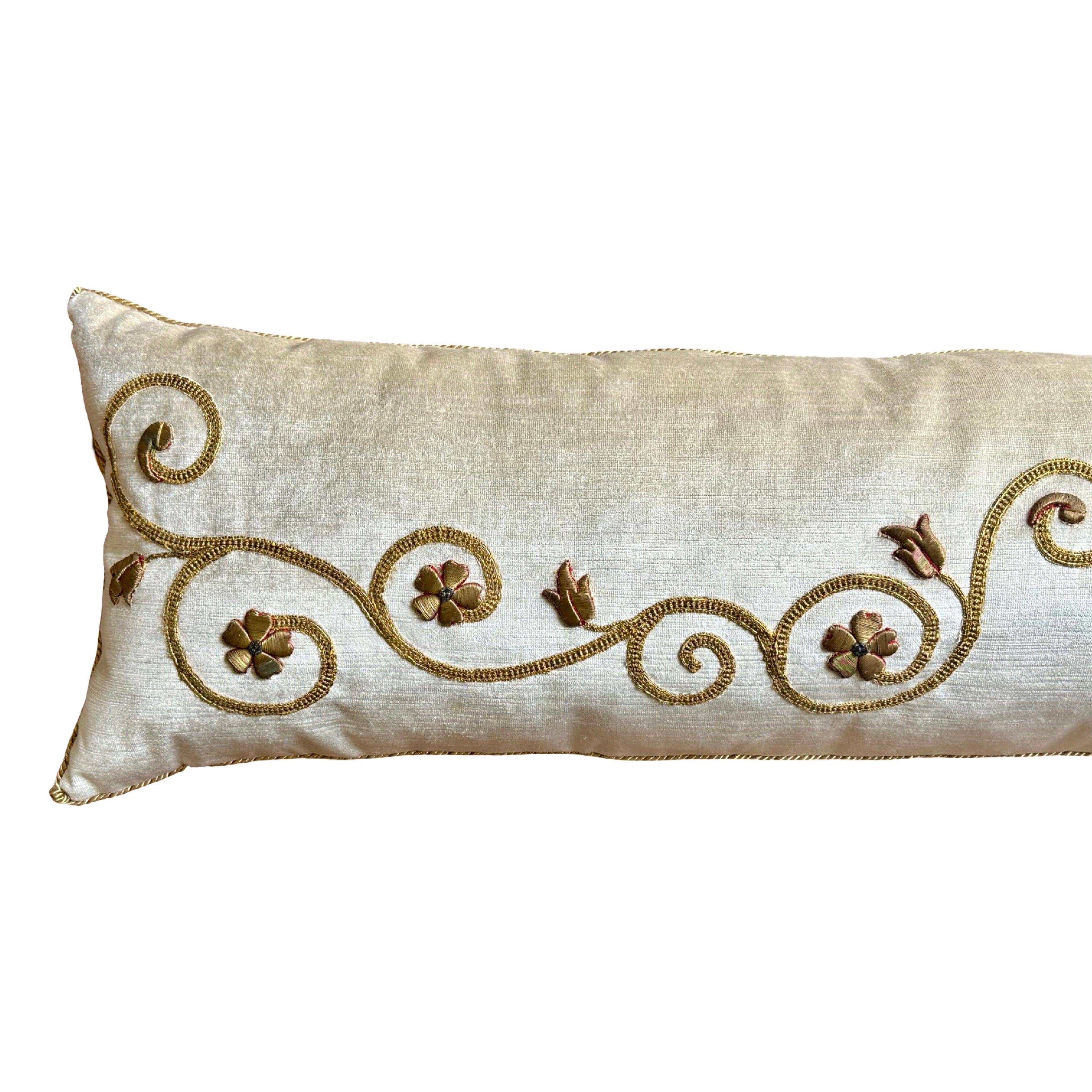 Antique European Raised Gold Embroidery (#E041425 | 12 x45") New Pillows B. Viz Design 