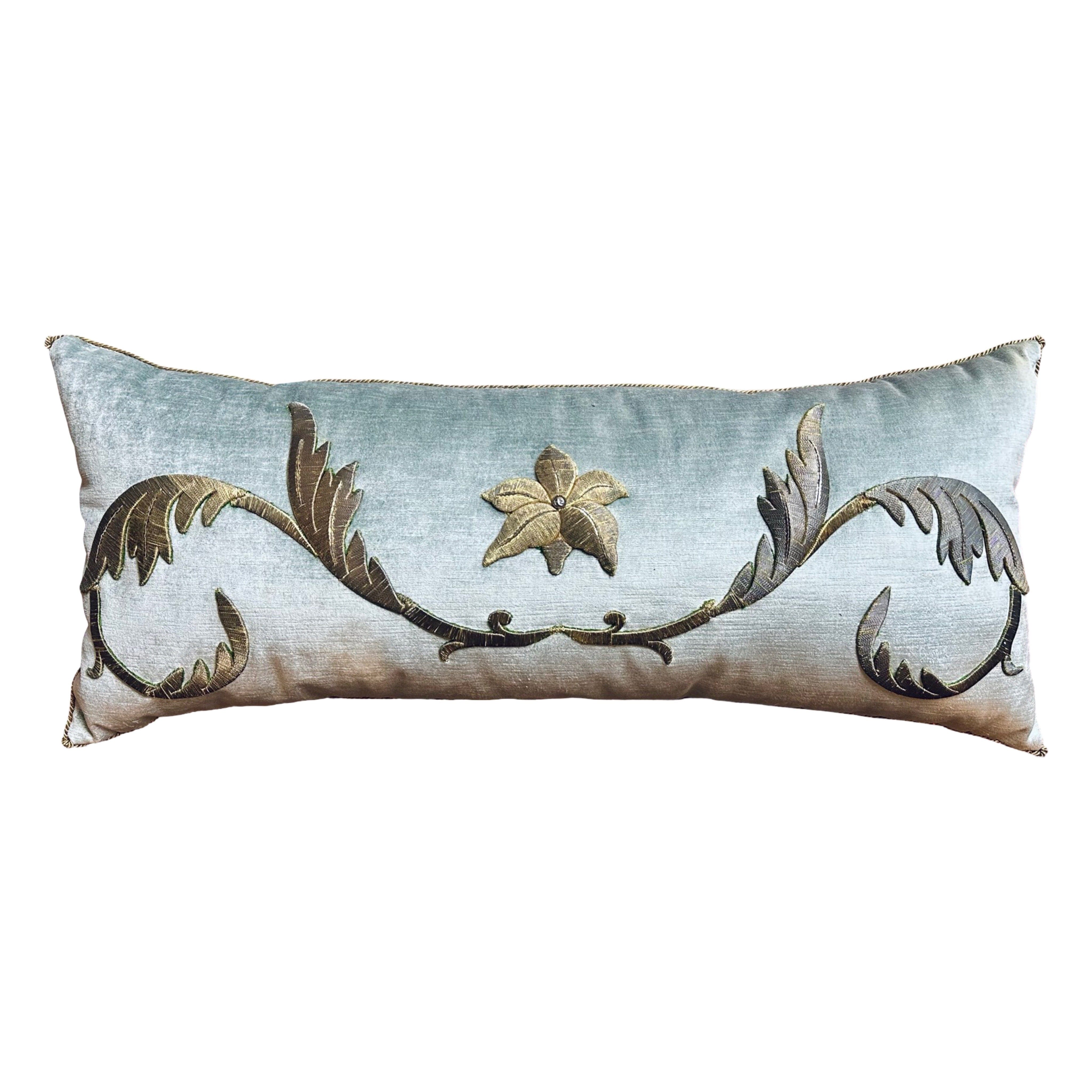 Antique European Raised Gold Embroidery (#E041525 | 15 x35") New Pillows B. Viz Design 