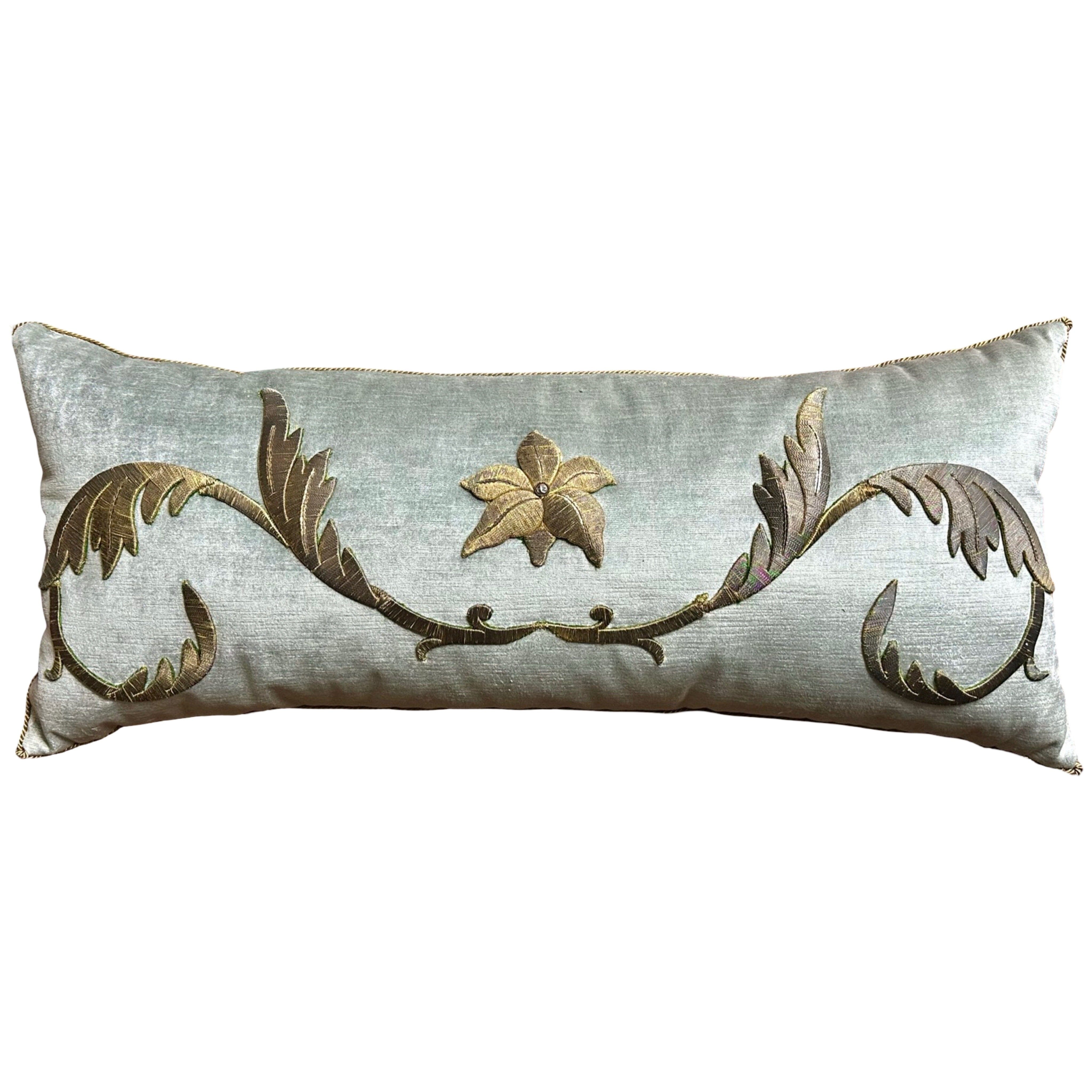 Antique European Raised Gold Embroidery (#E041525 | 15 x35") New Pillows B. Viz Design 