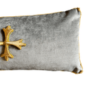 Antique European Raised Gold Metallic Cross Appliqué Pillow (#A021126 | 7 1/2 x 16") Custom Pillows B. Viz Design 