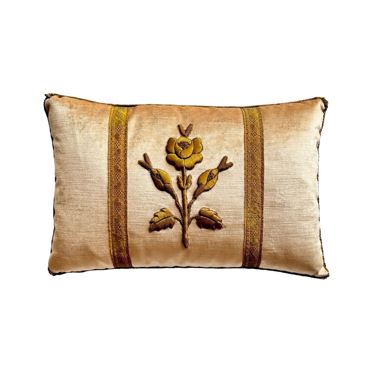 Antique European Raised Gold Metallic Embroidery (#E050724A&B | 12 x 18") New Pillows B. Viz Design 