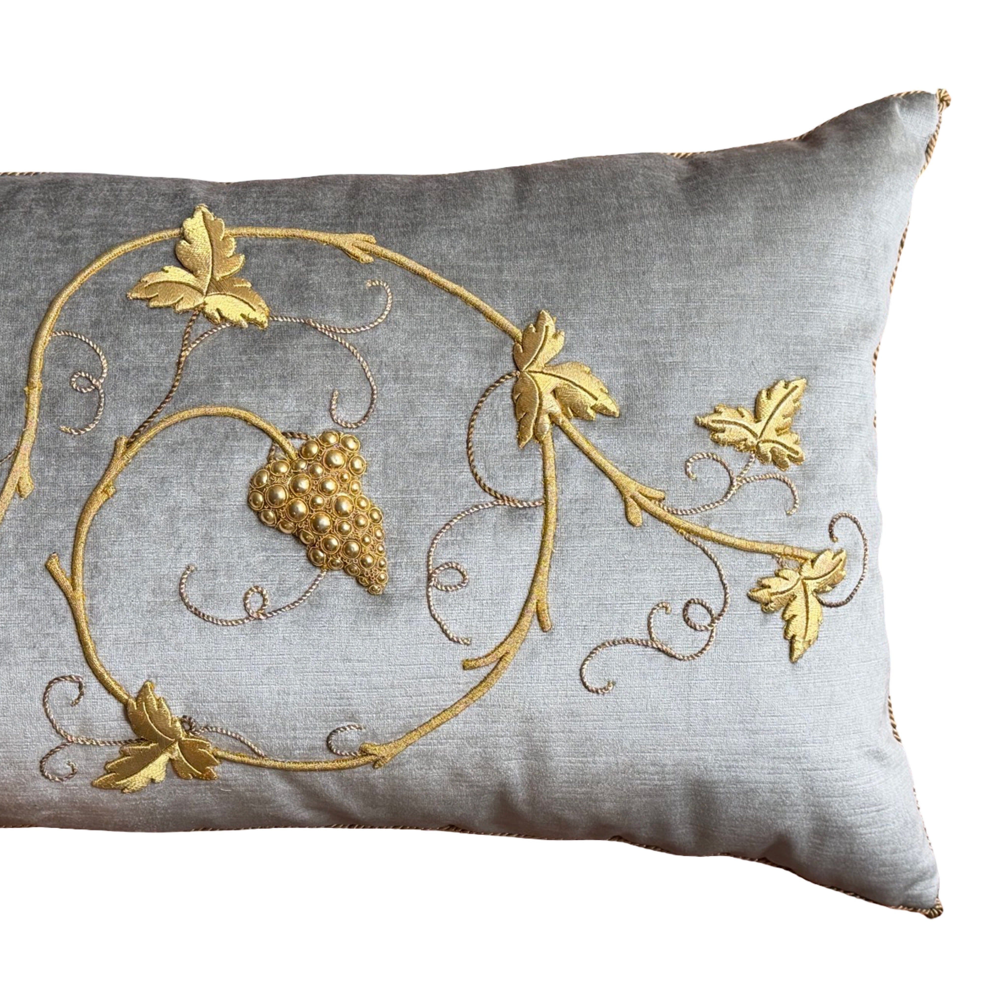 Antique European Raised Gold Metallic Embroidery (#E051325 | 18 x 39.5") New Pillows B. Viz Design 