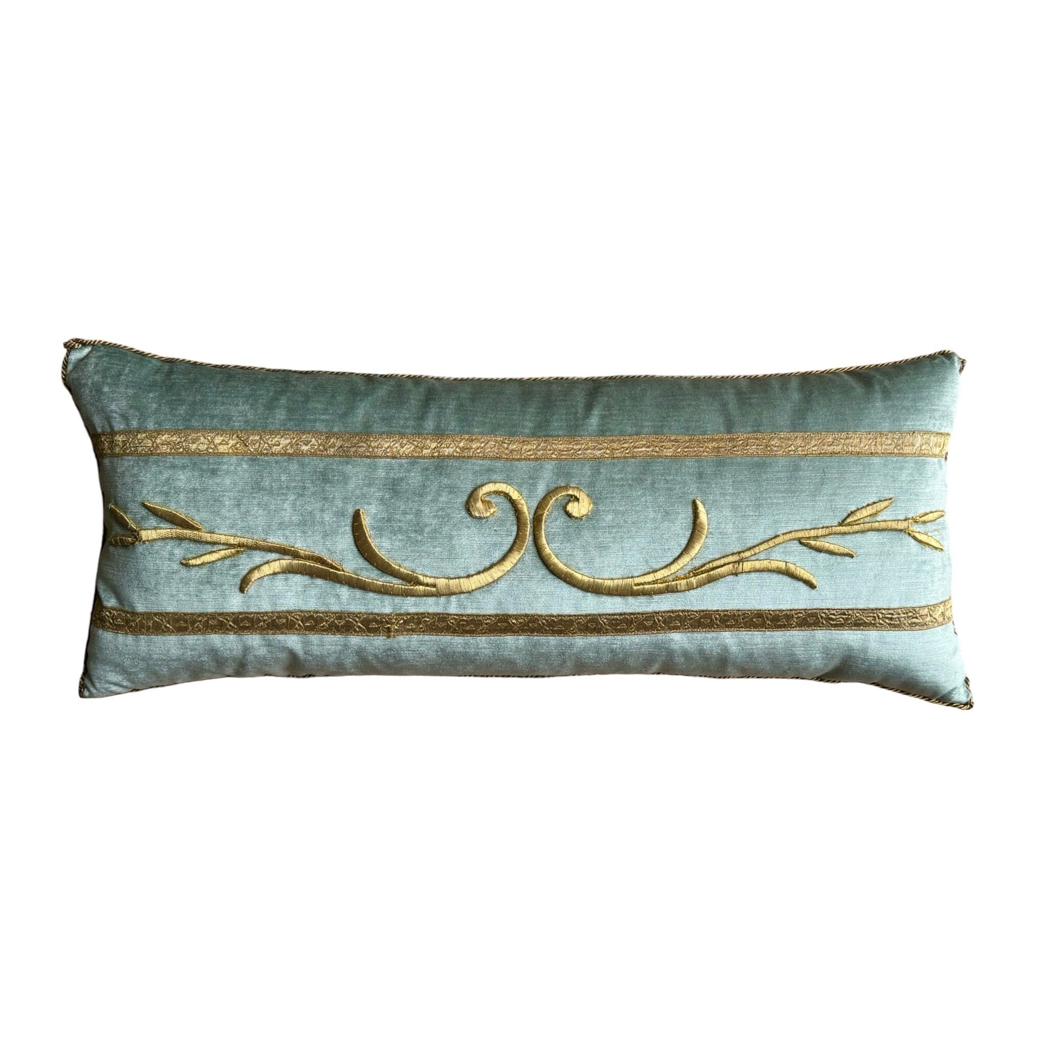 Antique European Raised Gold Metallic Embroidery (#E053024 | 12 x 28.5") New Pillows B. Viz Design 