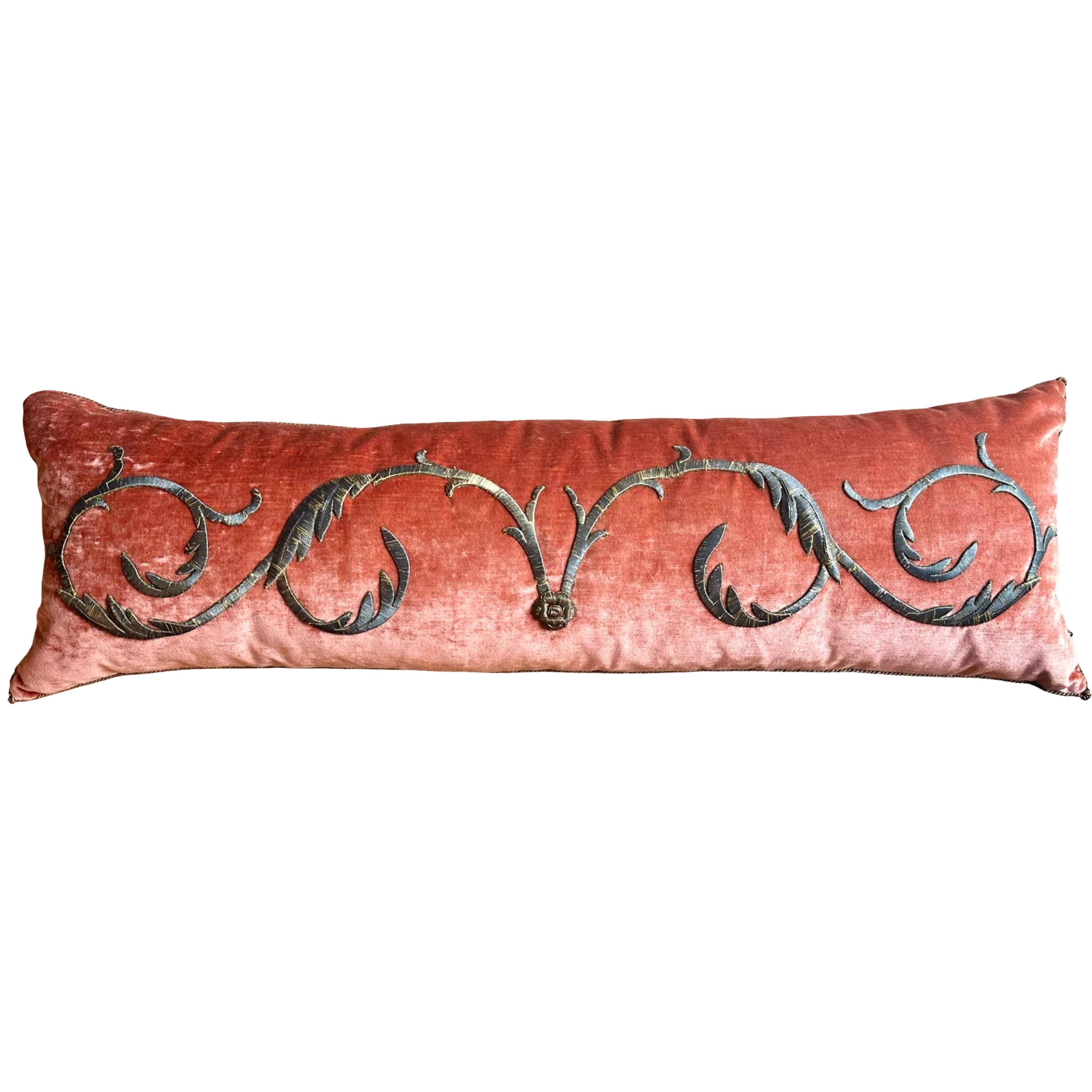 Antique European Raised Gold Metallic Embroidery (#E072323 | 14 x 43") Pillows B. Viz Design 