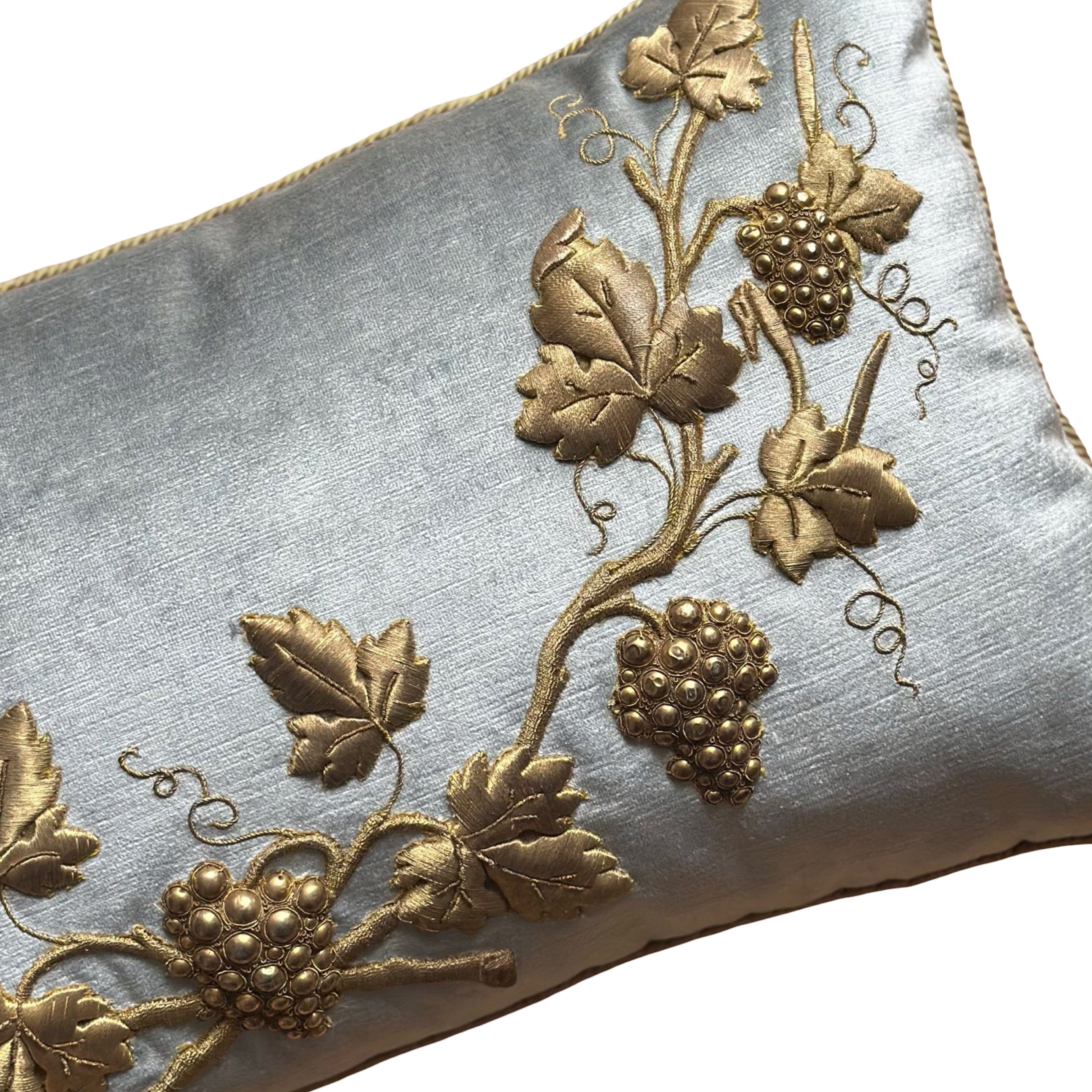 Antique European Raised Gold Metallic Embroidery (#E072324 | 16 x 29") New Pillows B. Viz Design 