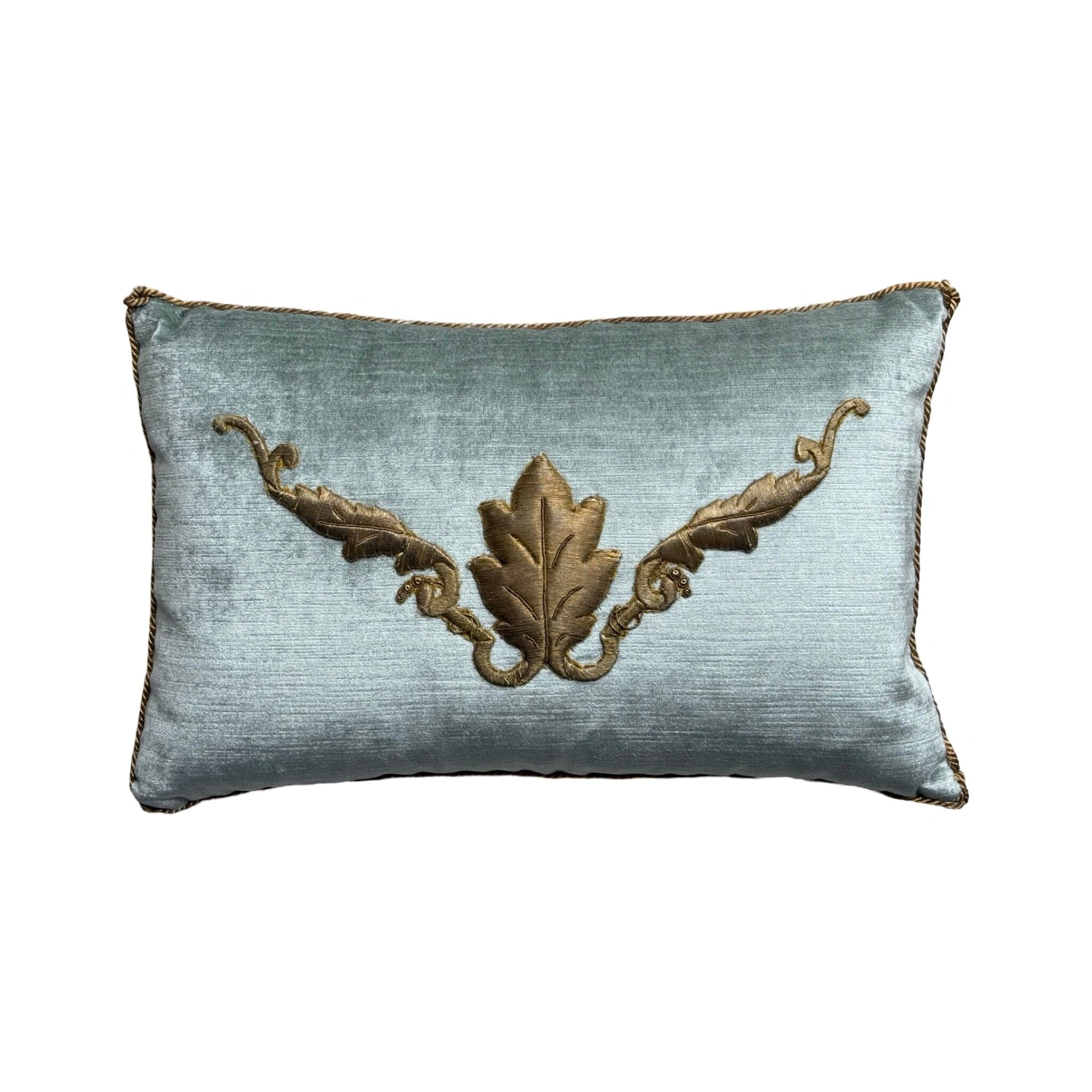 Antique European Raised Gold Metallic Embroidery (#E072424A&B | 11 x 17") Pillow B. Viz Design 