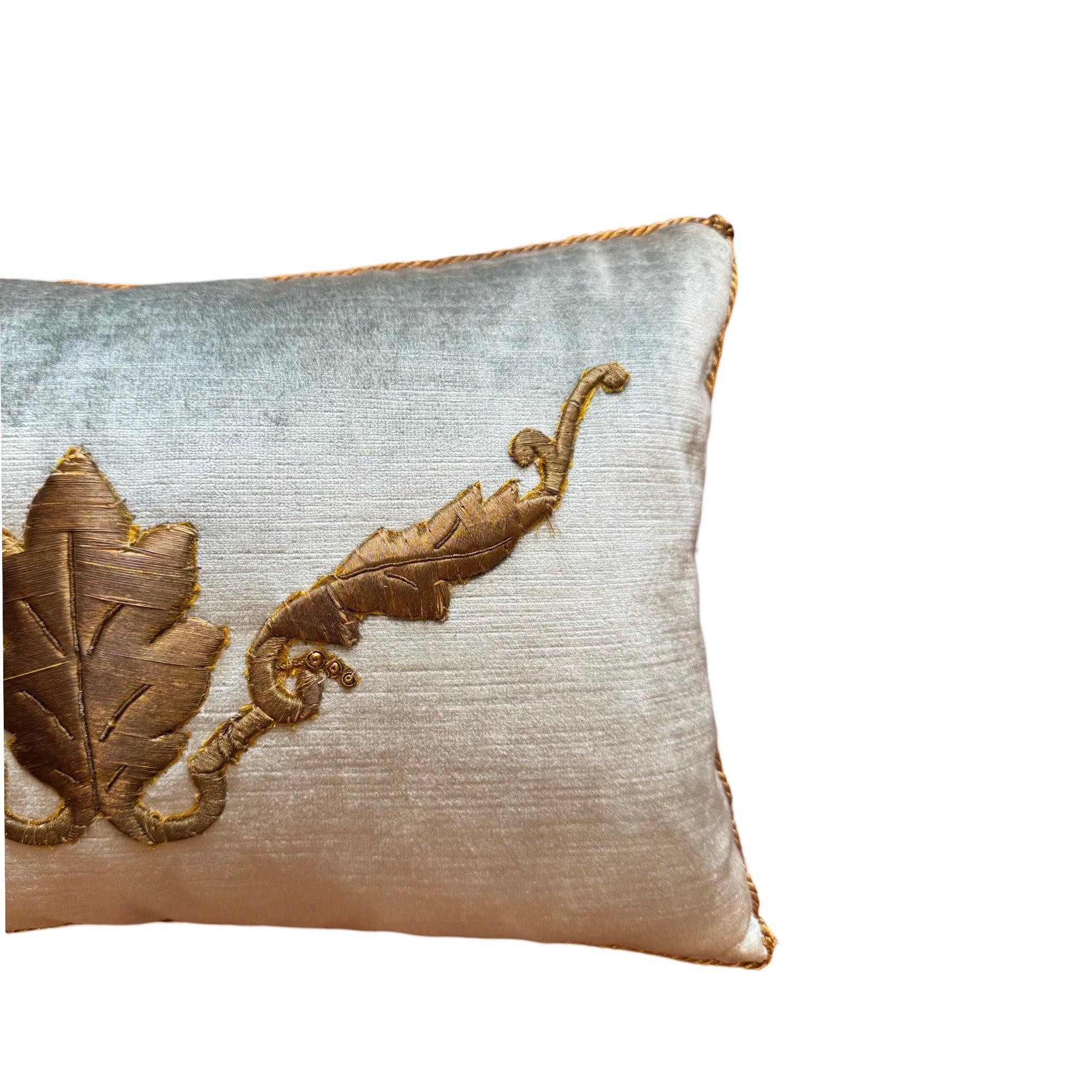 Antique European Raised Gold Metallic Embroidery (#E072424A&B | 11 x 17") Pillow B. Viz Design 