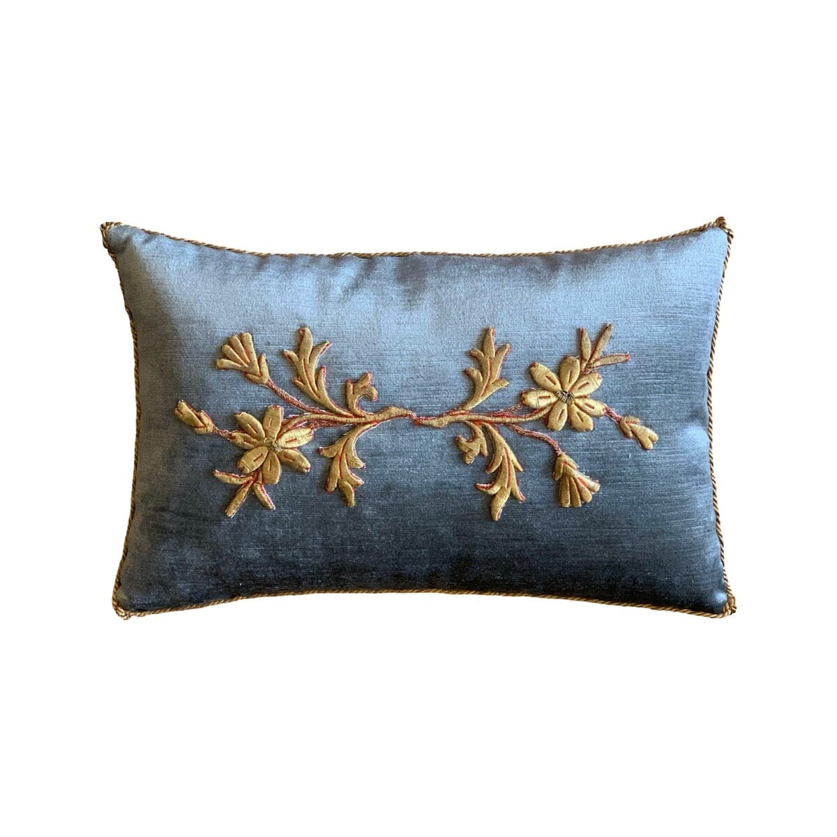 Antique European Raised Gold Metallic Embroidery of Daisies (#E060824A&B | 11 x 17") Pillow B. Viz Design 