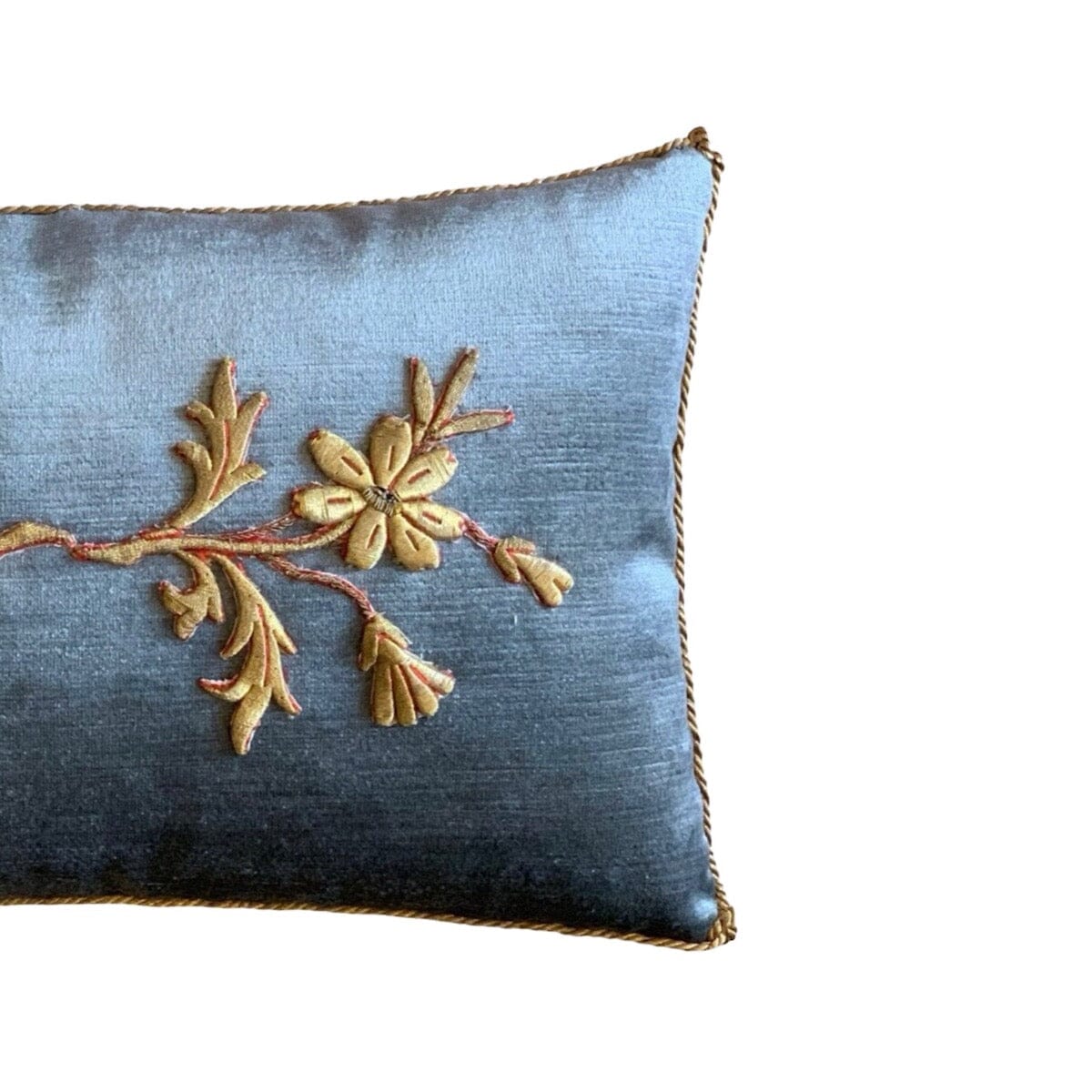 Antique European Raised Gold Metallic Embroidery of Daisies (#E060824A&B | 11 x 17") Pillow B. Viz Design 