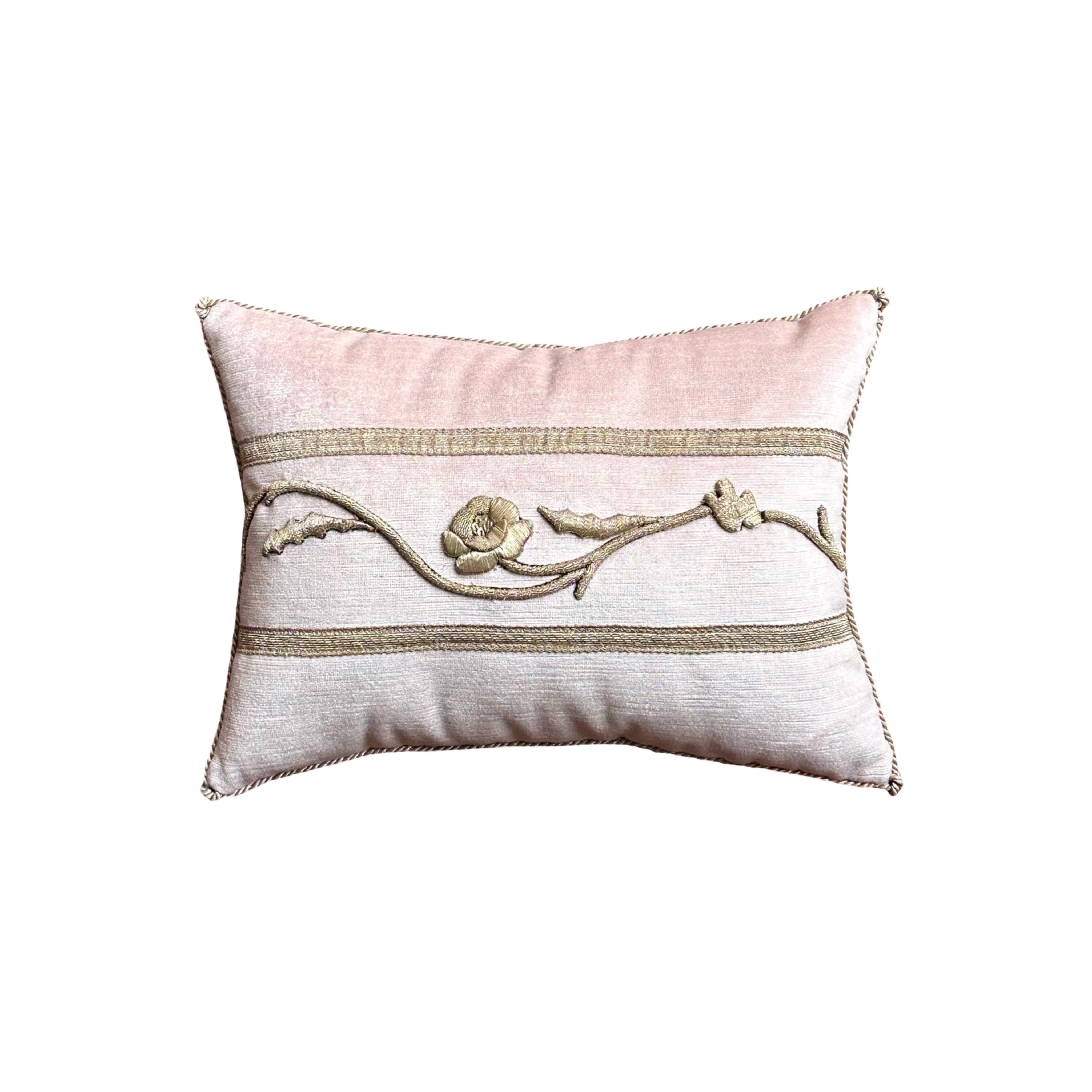 Antique European Raised Silver Embroidery (#E042925A&B | 11 x15") New Pillows B. Viz Design 