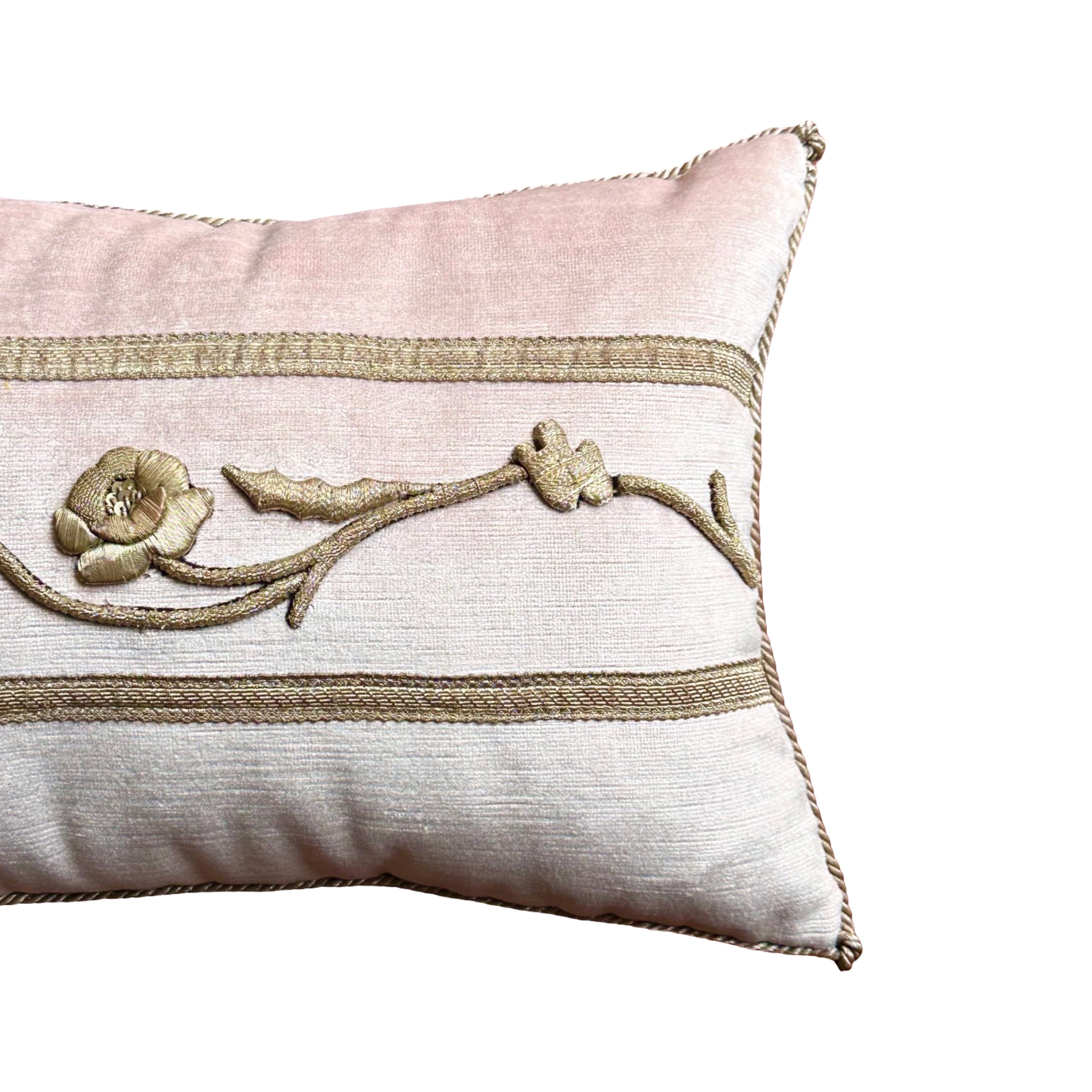 Antique European Raised Silver Embroidery (#E042925A&B | 11 x15") New Pillows B. Viz Design 