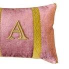 Antique Gold Metallic Appliqué "A" Initial Pillow (#A150226 | 11 x 15") Custom Pillows B. Viz Design 