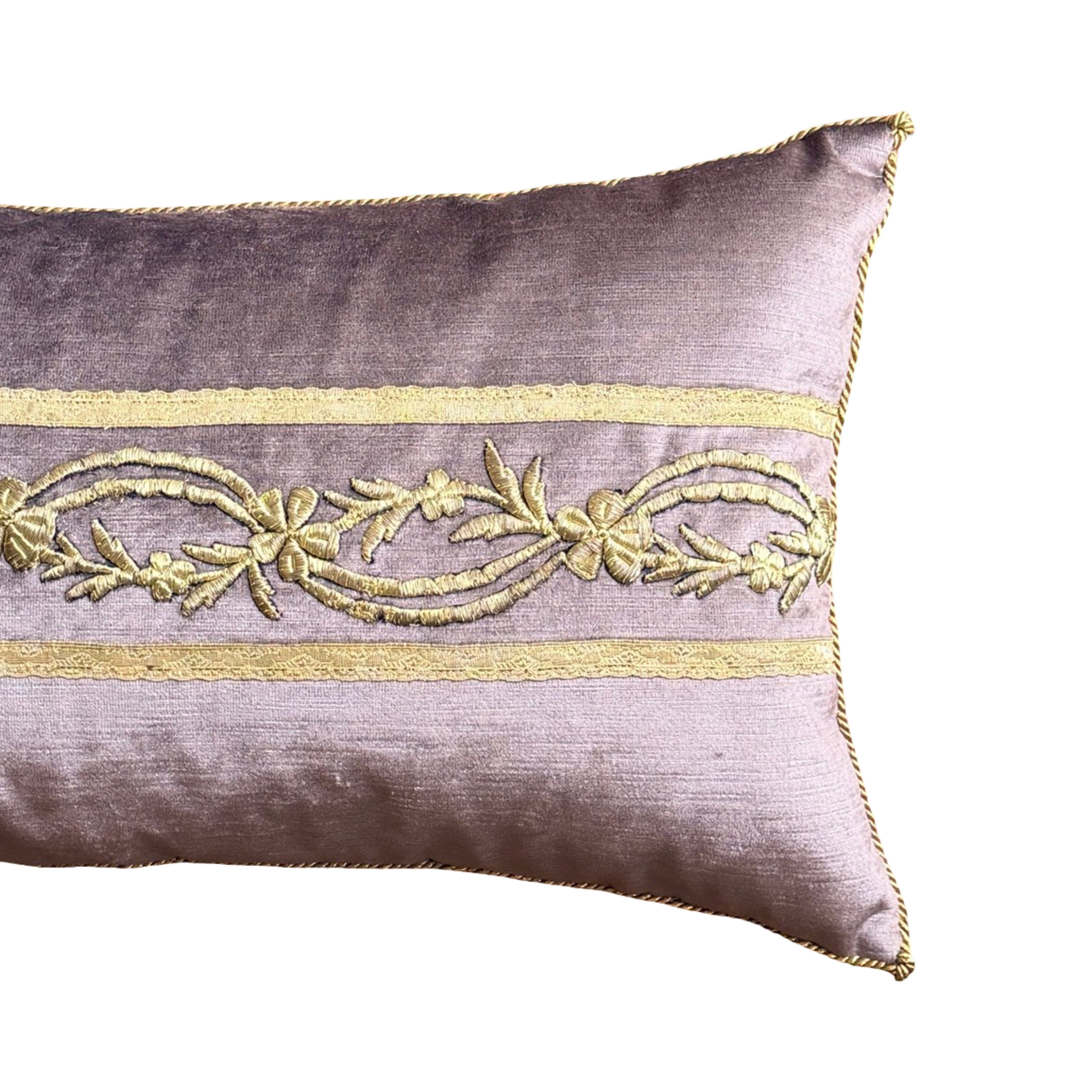Antique Ottoman Empire Champagne Gold Metallic Embroidery (#E010526 | 13 x 22") New Pillows B. Viz Design 