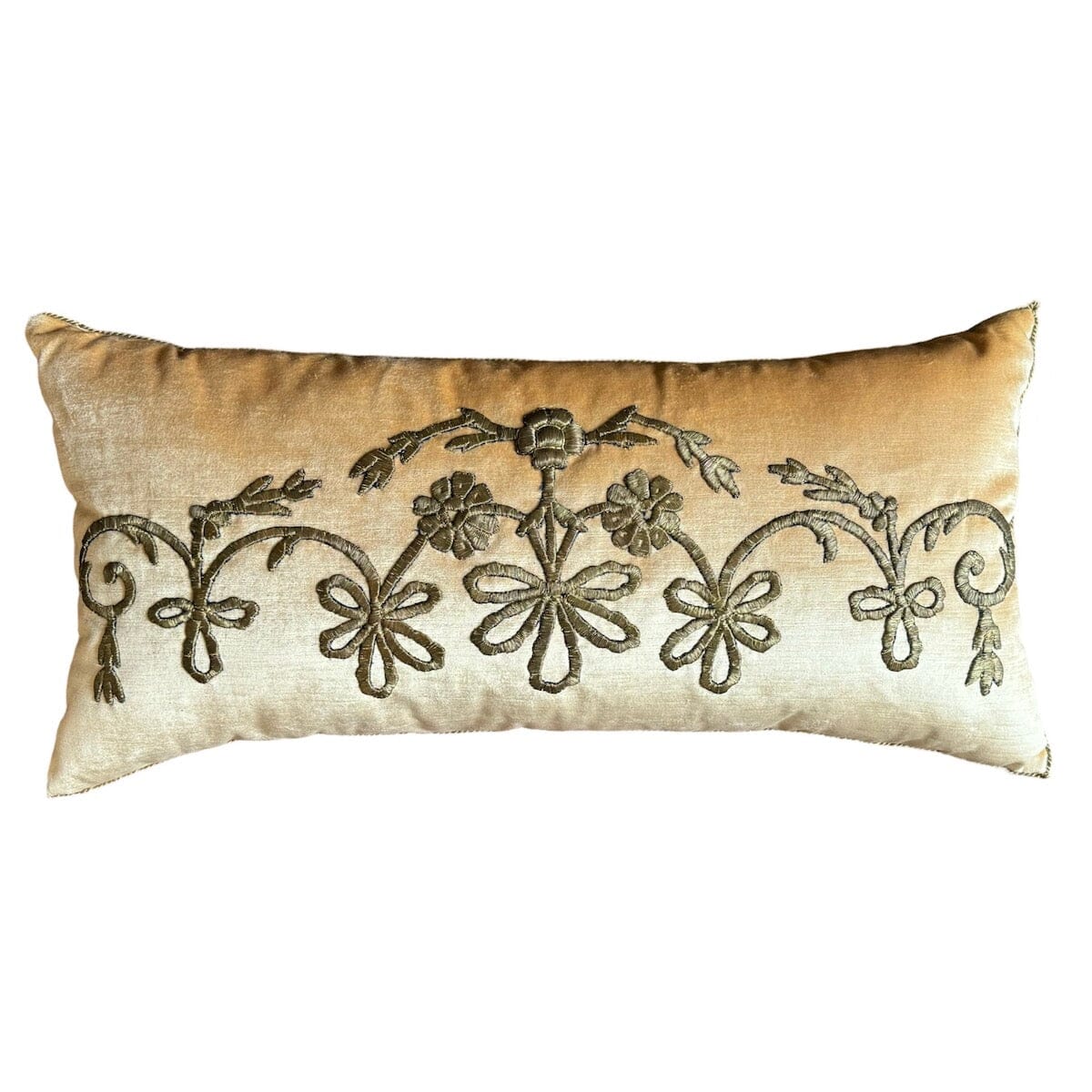 Antique Ottoman Empire Gold Metallic Embroidery (#E030124 | 15 x 31") New Pillows B. Viz Design 