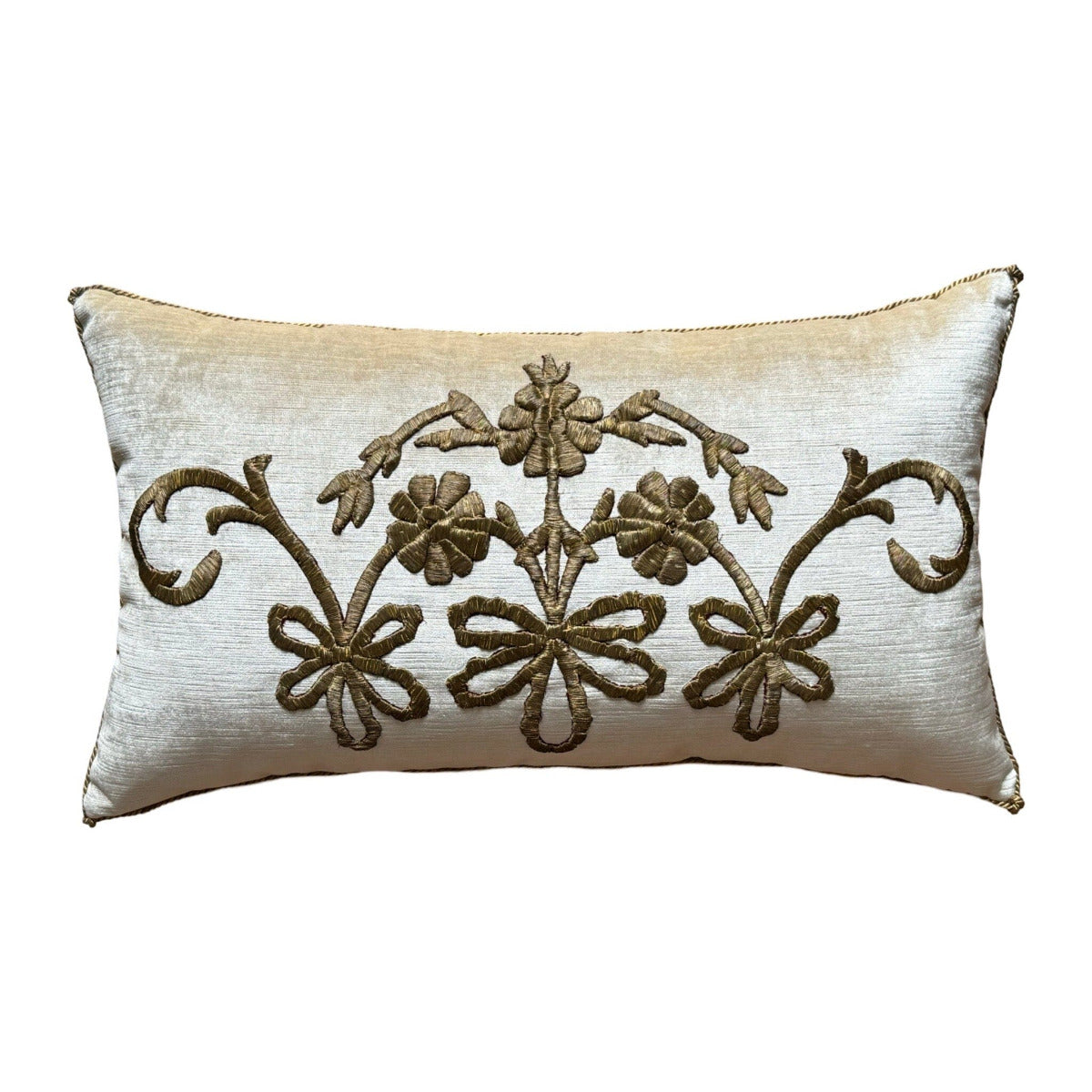 Antique Ottoman Empire Gold Metallic Embroidery (#E030424 | 13 x 22.5") New Pillows B. Viz Design 