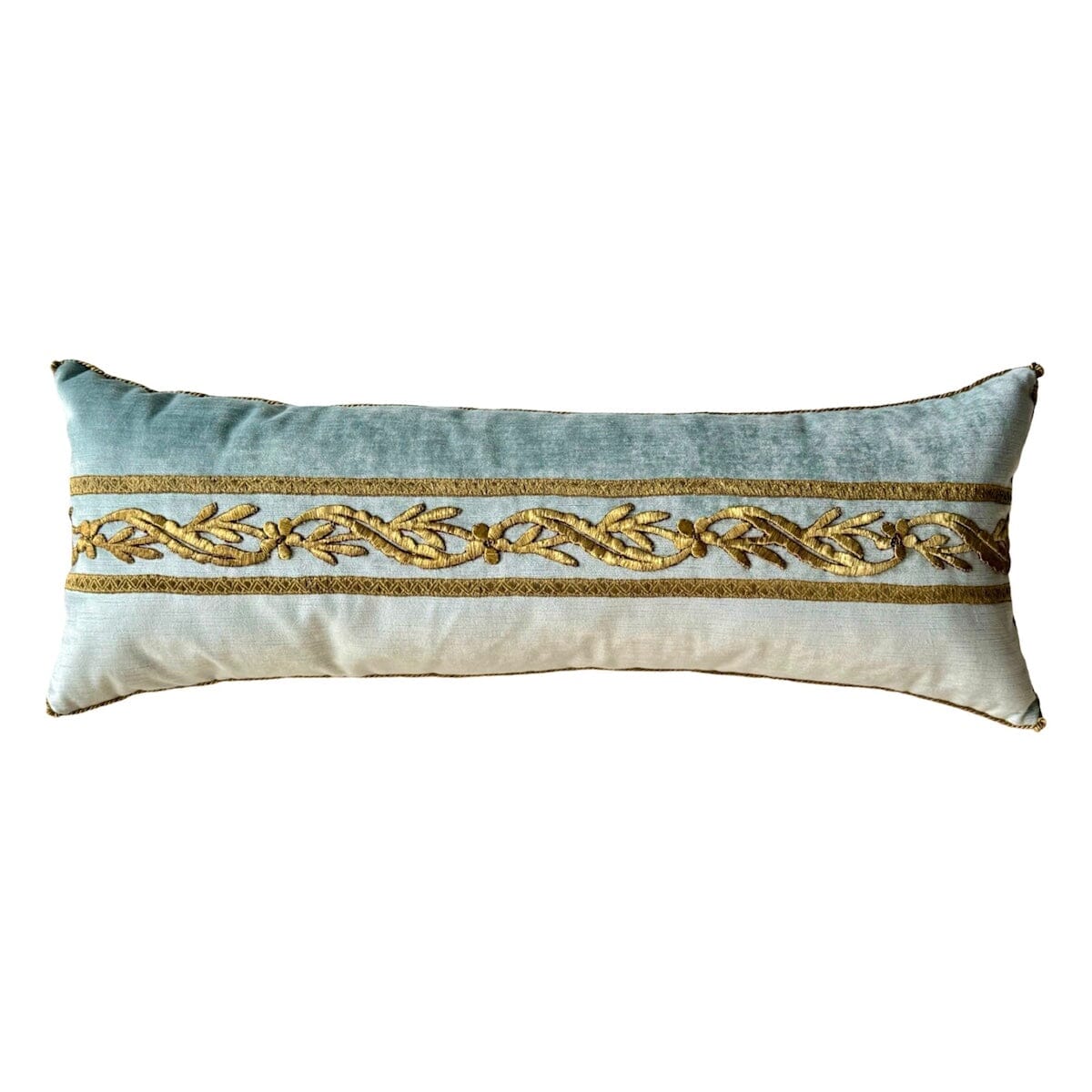 Antique Ottoman Empire Gold Metallic Embroidery (#E040224 | 12 x 32") New Pillows B. Viz Design 
