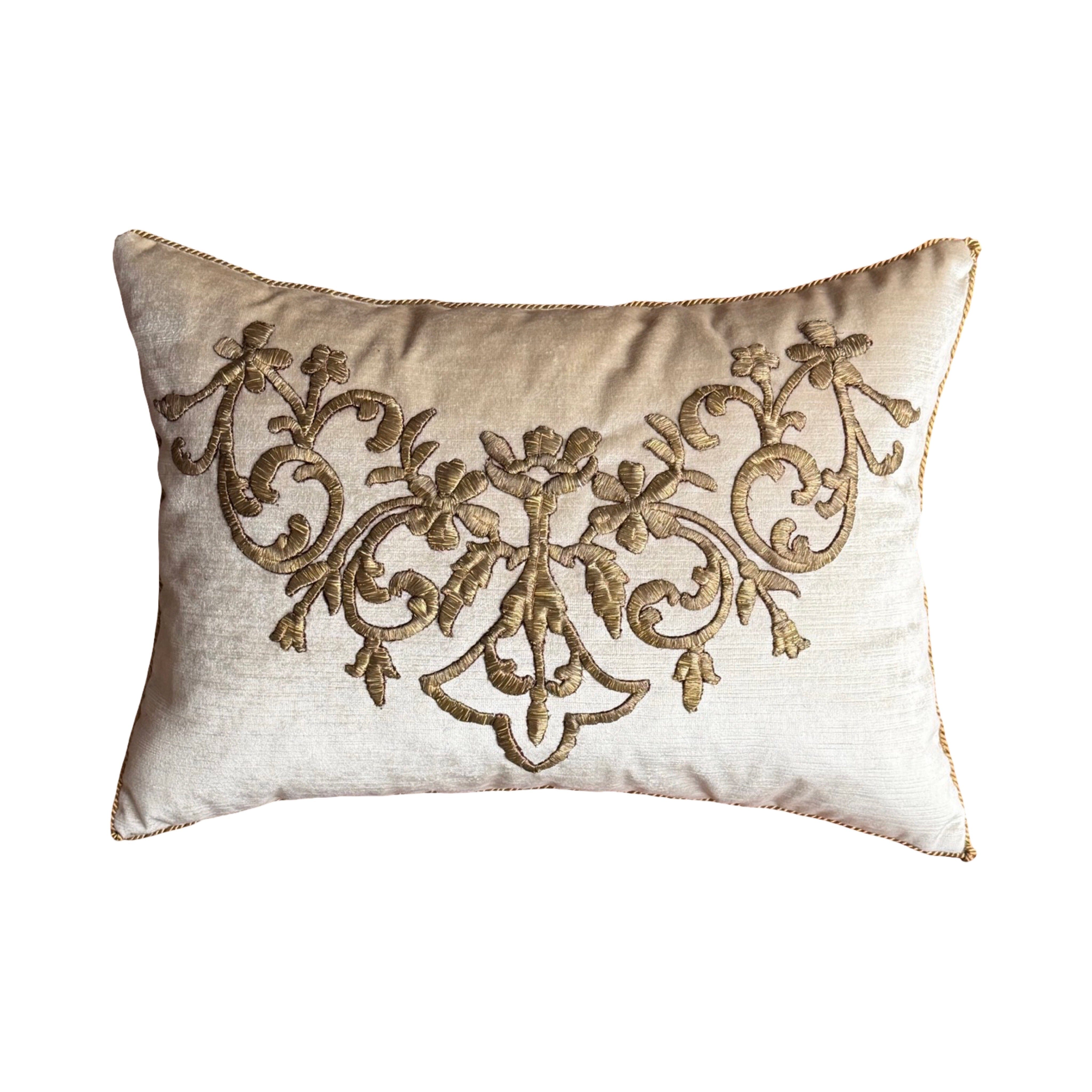 Antique Ottoman Empire Raised Gold Embroidery (#E010226 | 15" x 21") New Pillows B. Viz Design 