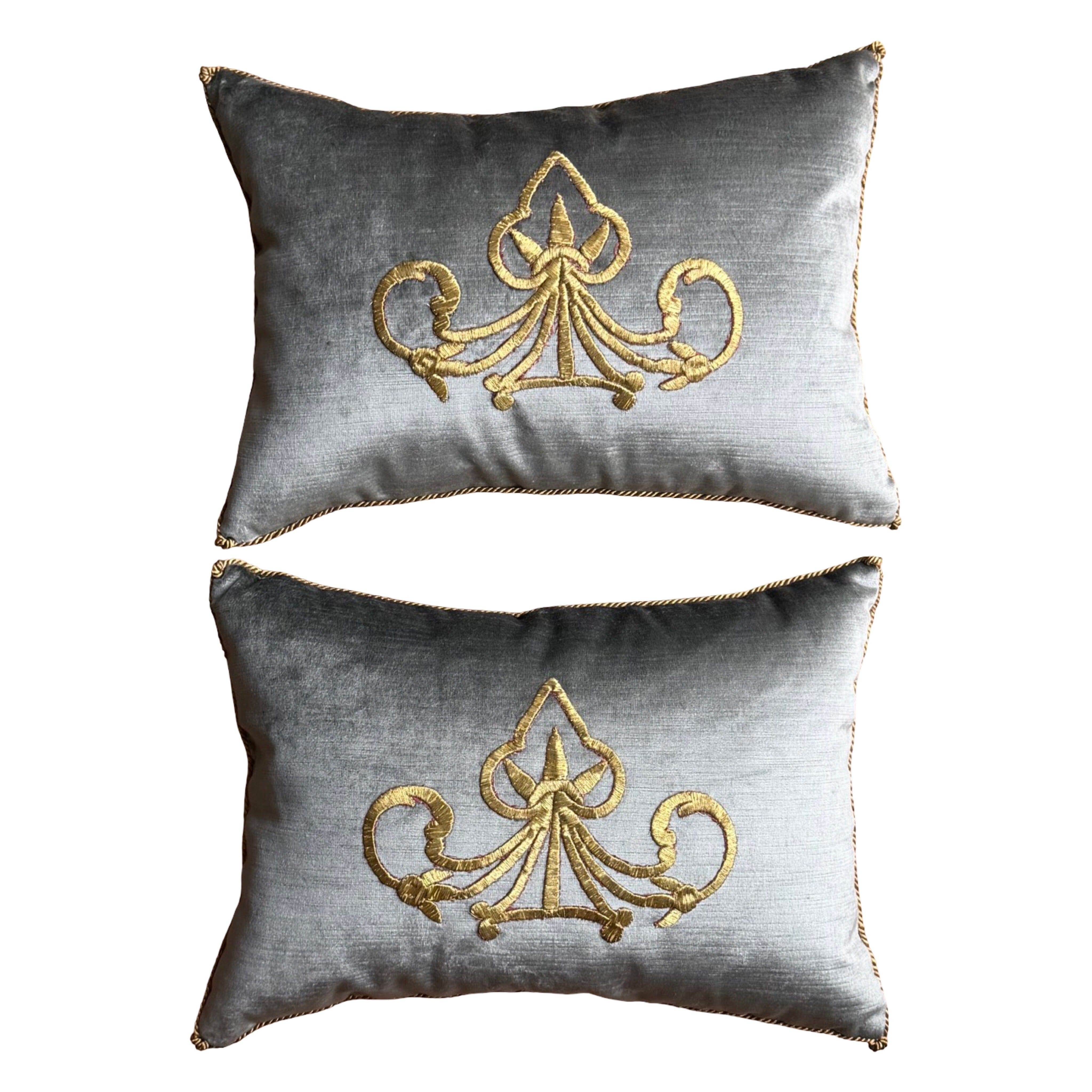 Antique Ottoman Empire Raised Gold Embroidery (#E010626 | 12 x 17") New Pillows B. Viz Design 