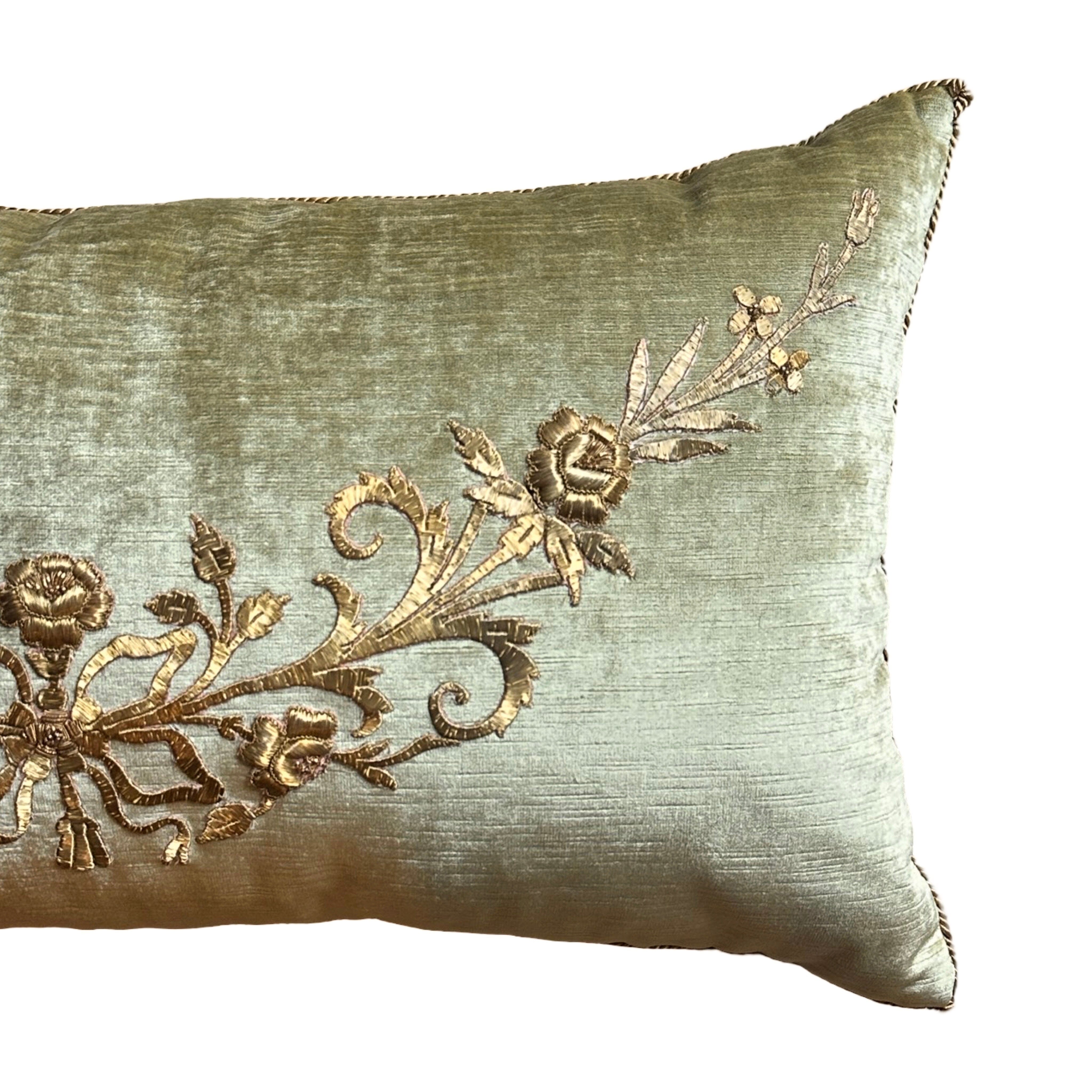 Antique Ottoman Empire Raised Gold Embroidery (#E030425 | 15 x 27") New Pillows B. Viz Design 