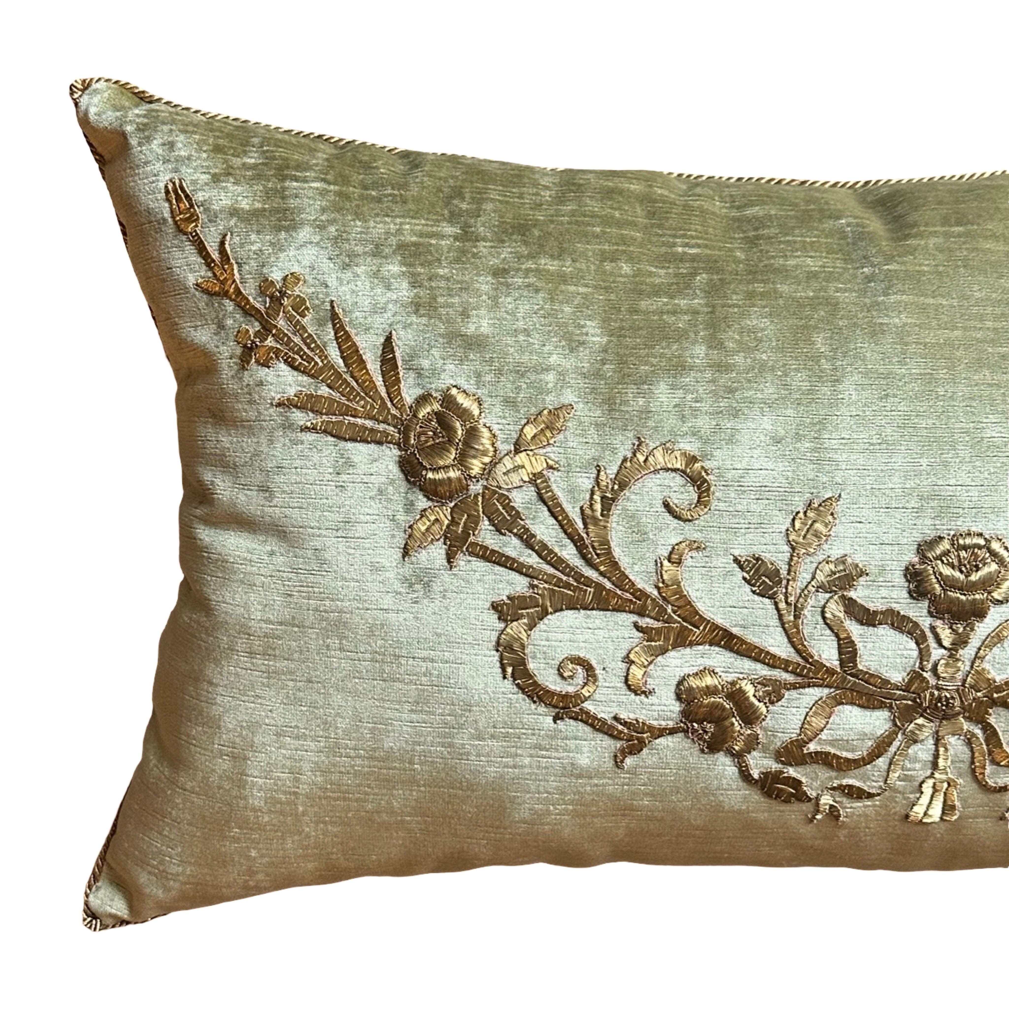 Antique Ottoman Empire Raised Gold Embroidery (#E030425 | 15 x 27") New Pillows B. Viz Design 