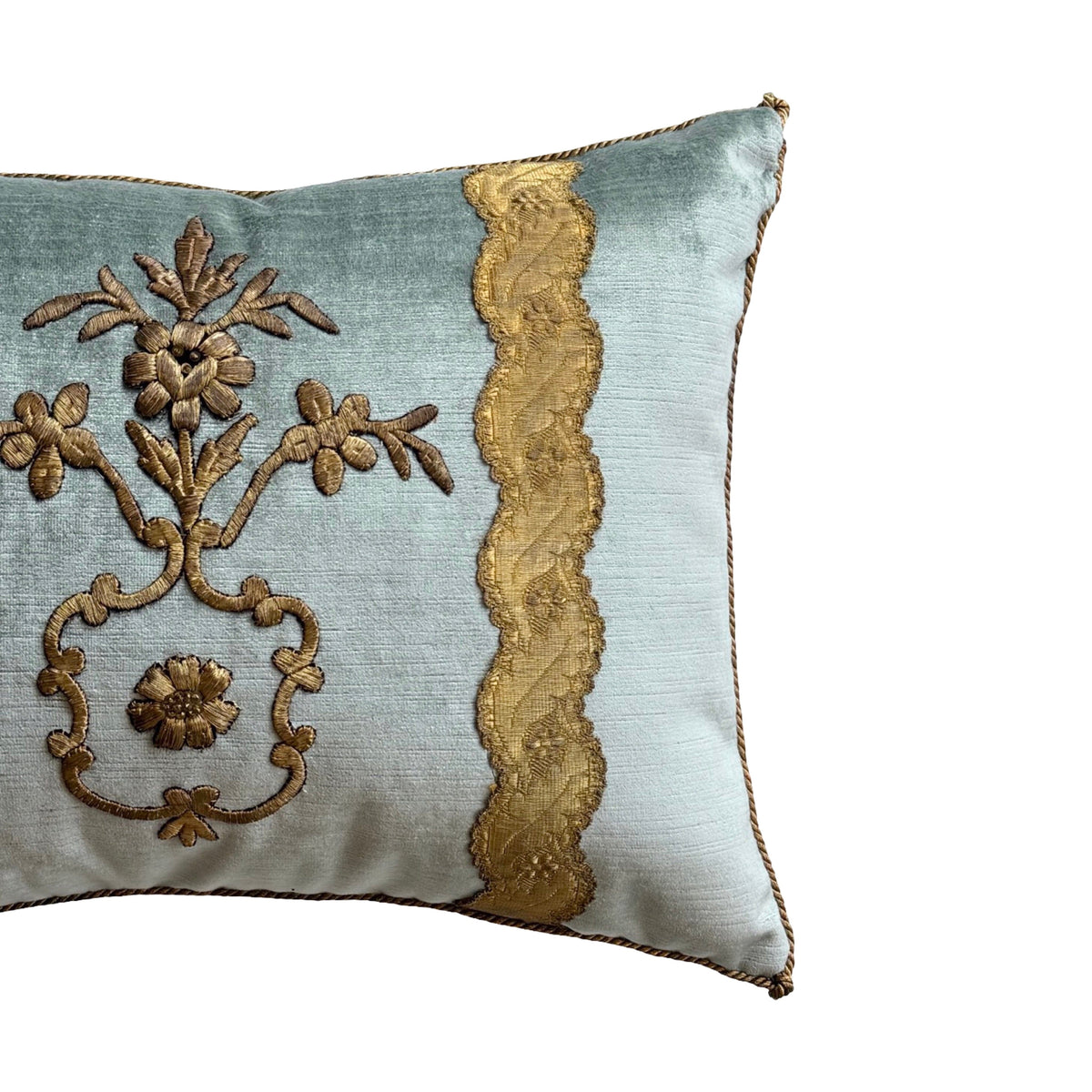 Antique Ottoman Empire Raised Gold Embroidery (#E041626A&B | 14 x 19") New Pillows B. Viz Design 
