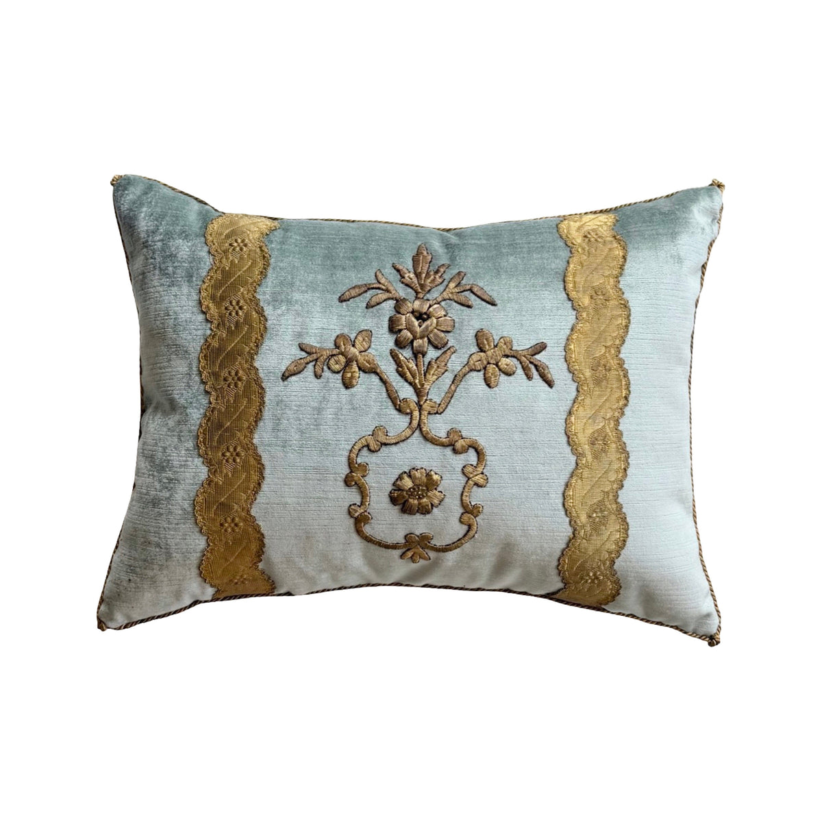 Antique Ottoman Empire Raised Gold Embroidery (#E041626A&B | 14 x 19") New Pillows B. Viz Design 