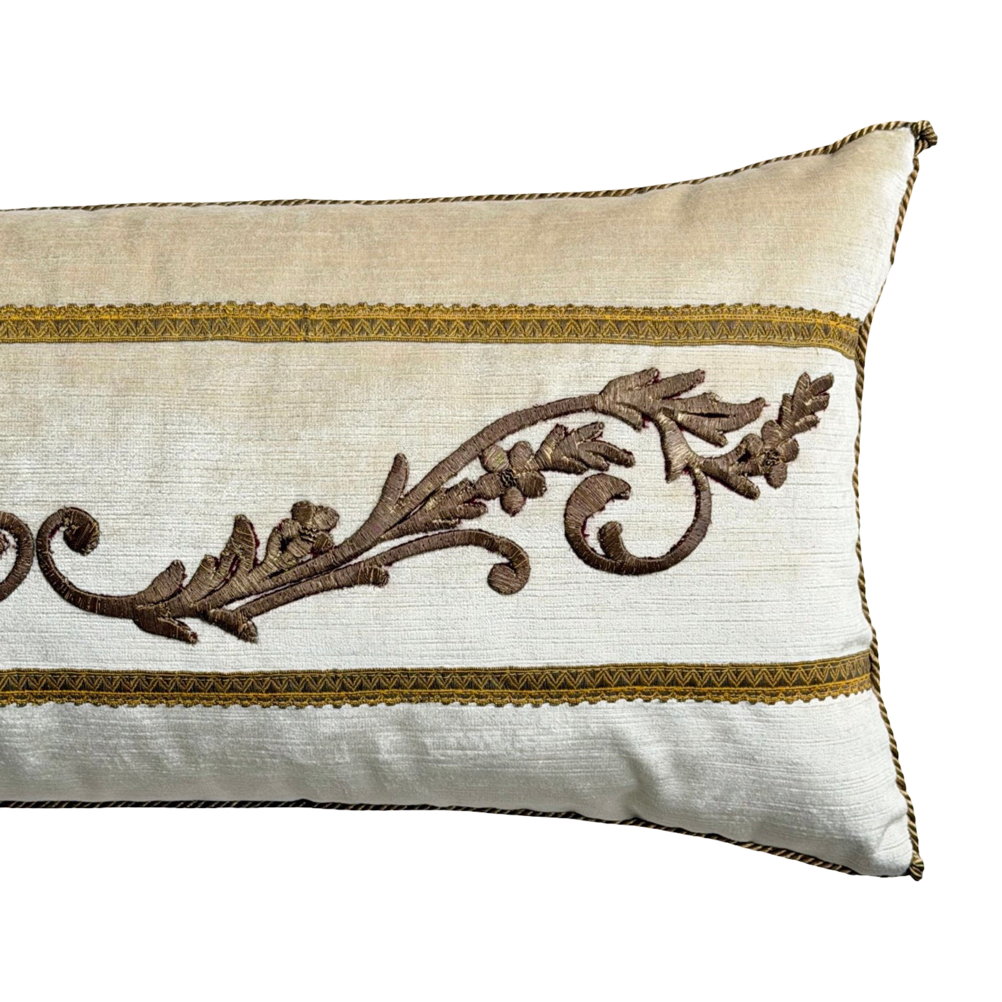 Antique Ottoman Empire Raised Gold Embroidery (#E042725A&B | 12 x 26") New Pillows B. Viz Design 