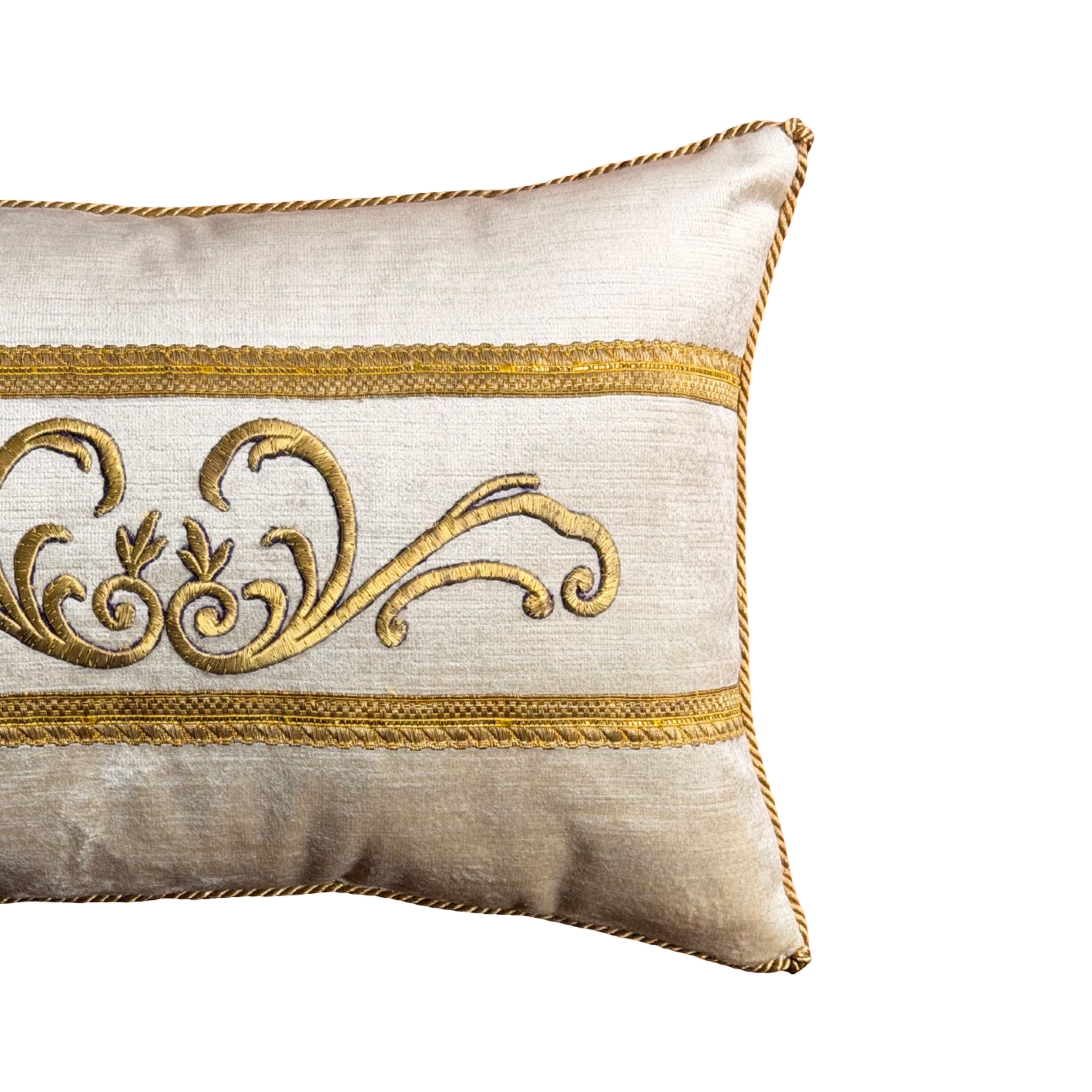 Antique Ottoman Empire Raised Gold Embroidery (#E042825A&B | 10.5" x 15.5") New Pillows B. Viz Design 