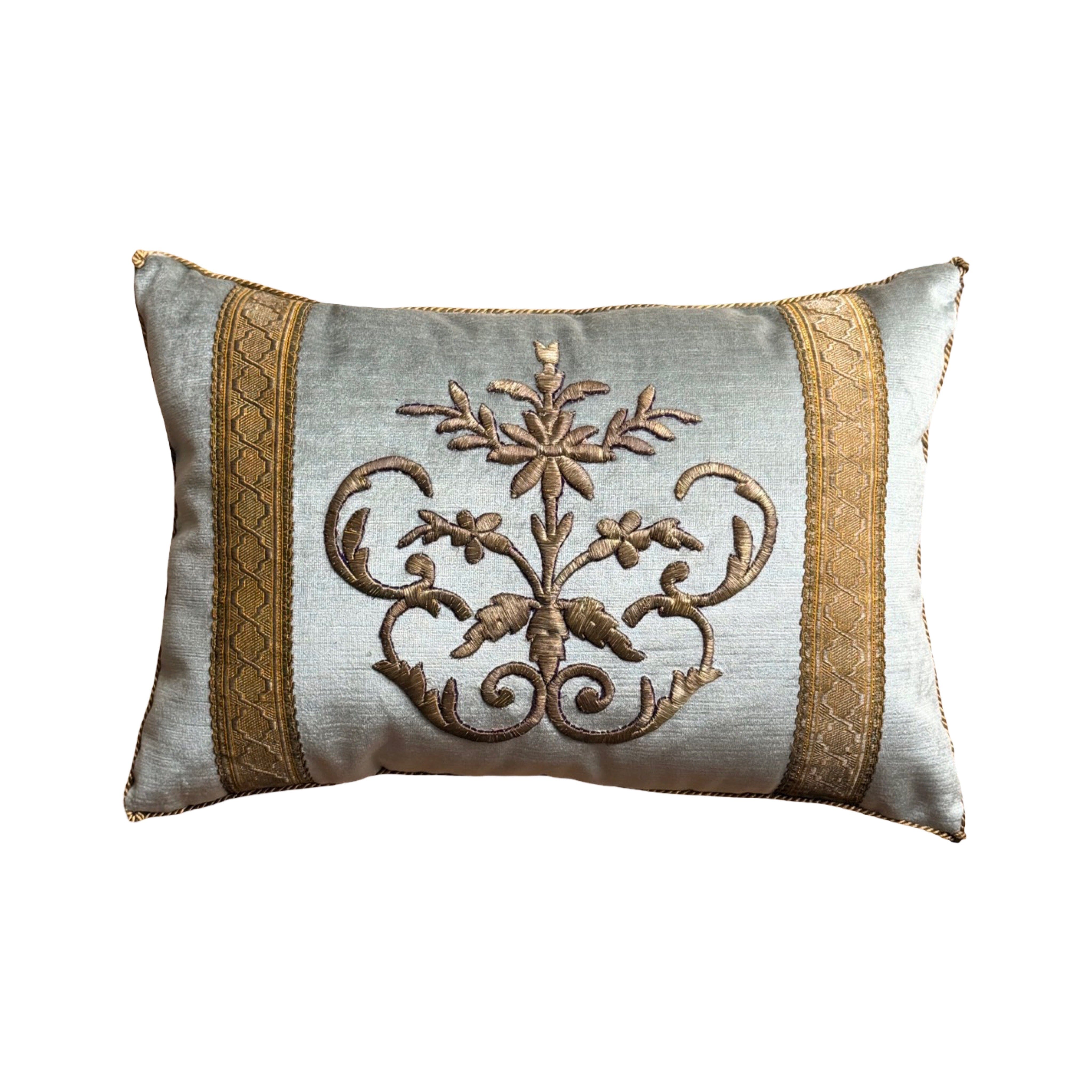 Antique Ottoman Empire Raised Gold Embroidery (#E042926 | 13 x 19") New Pillows B. Viz Design 