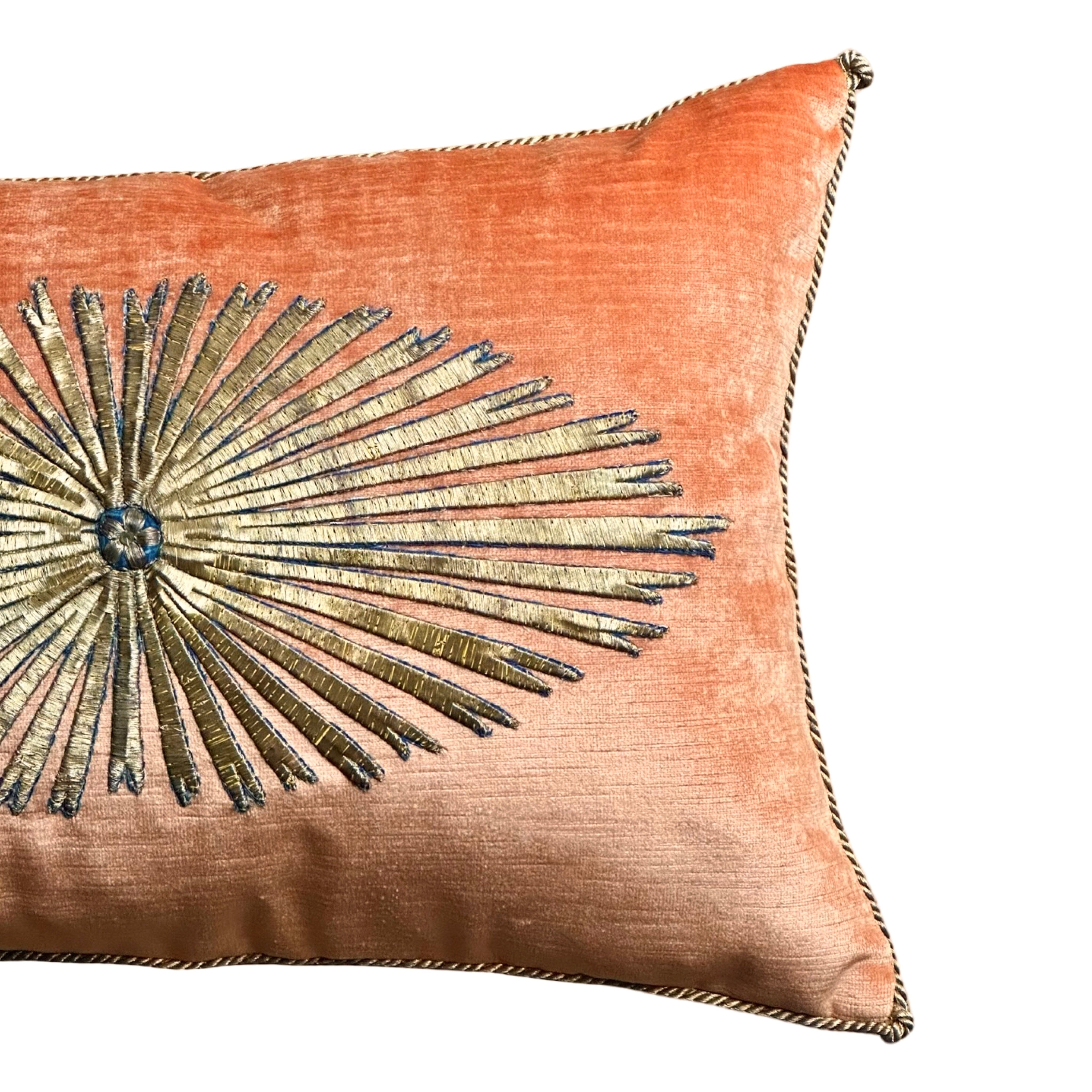 Antique Ottoman Empire Raised Gold Embroidery (#E060625 | 13 x 19") New Pillows B. Viz Design 