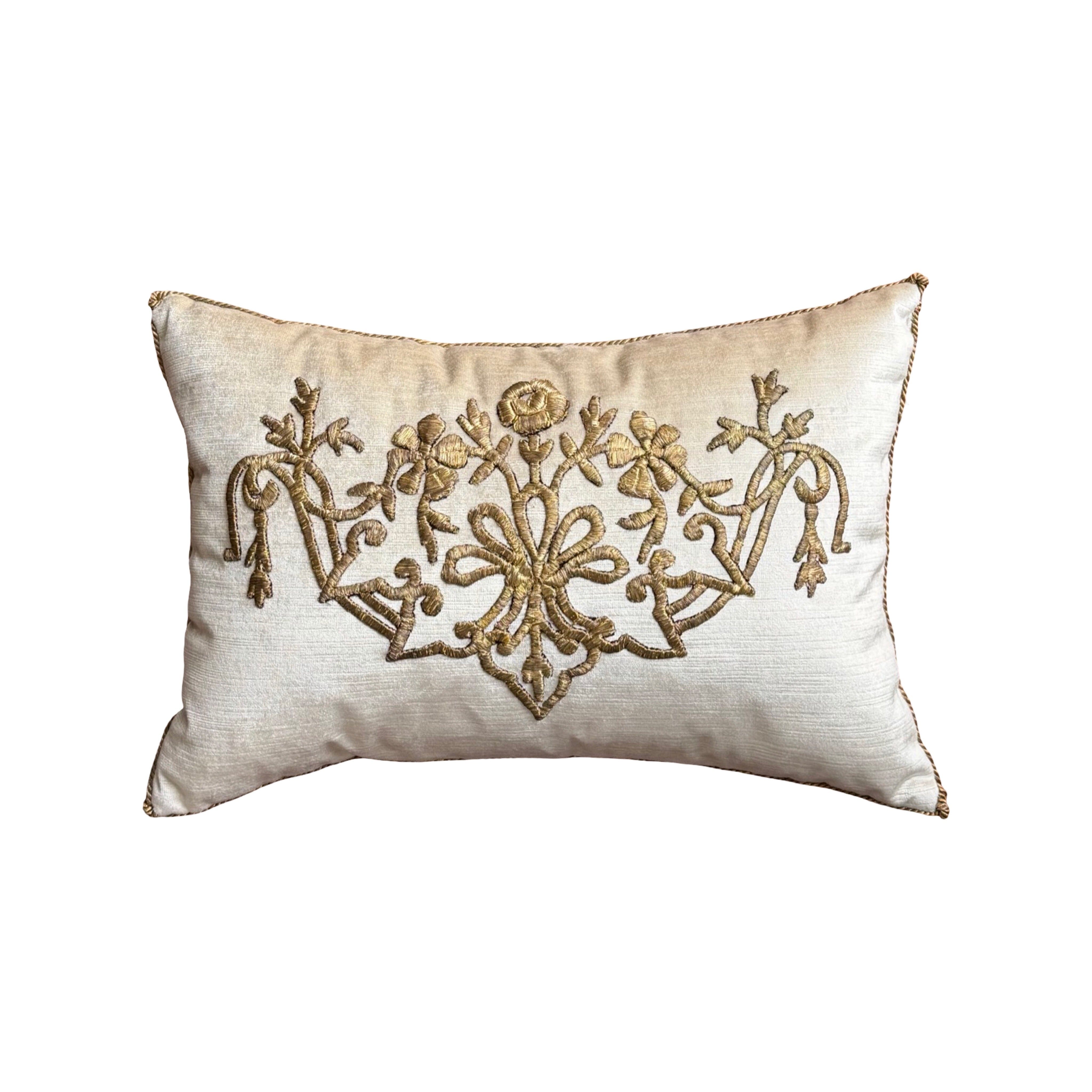Antique Ottoman Empire Raised Gold Embroidery (#E062225A&B | 13" x 19") New Pillows B. Viz Design 