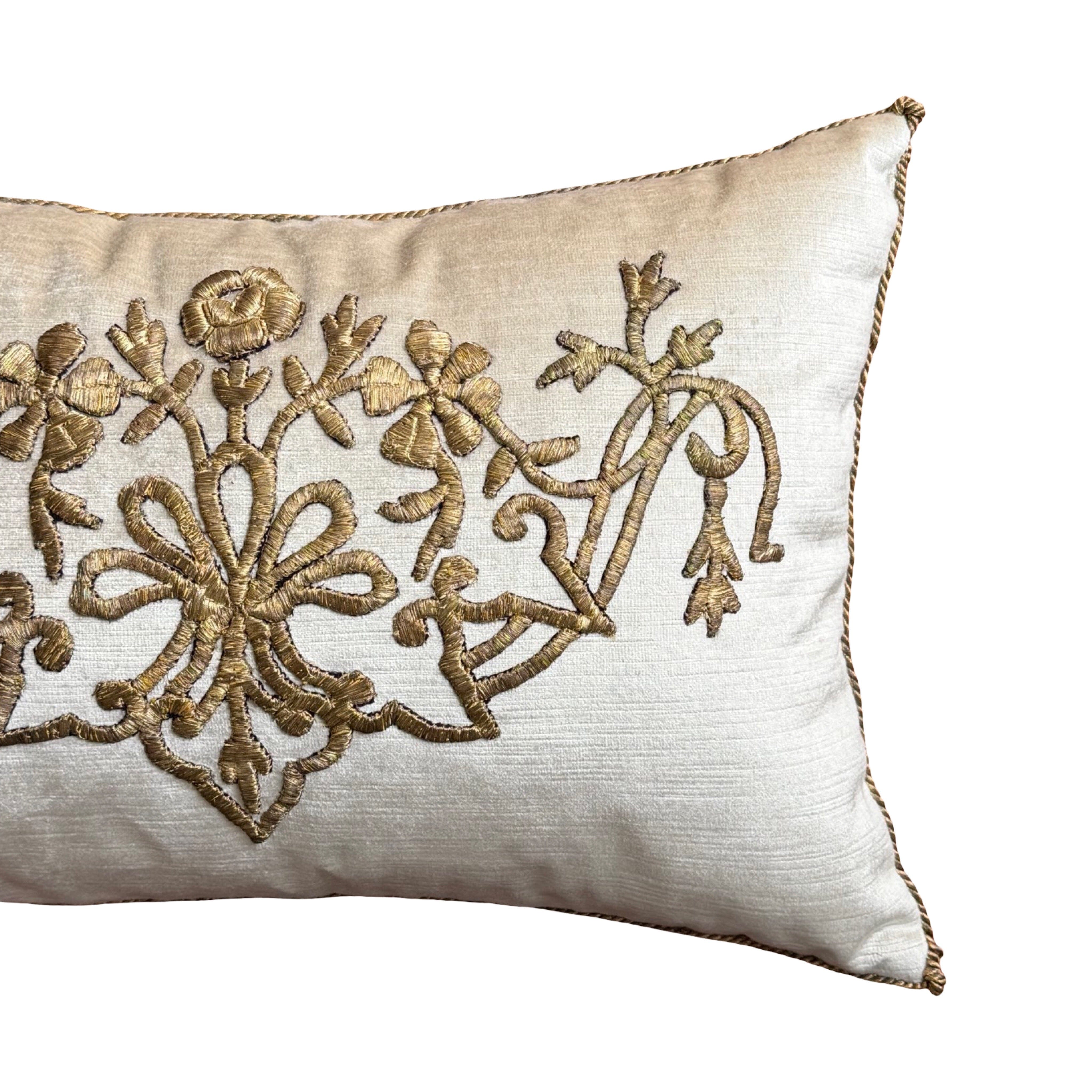 Antique Ottoman Empire Raised Gold Embroidery (#E062225A&B | 13" x 19") New Pillows B. Viz Design 