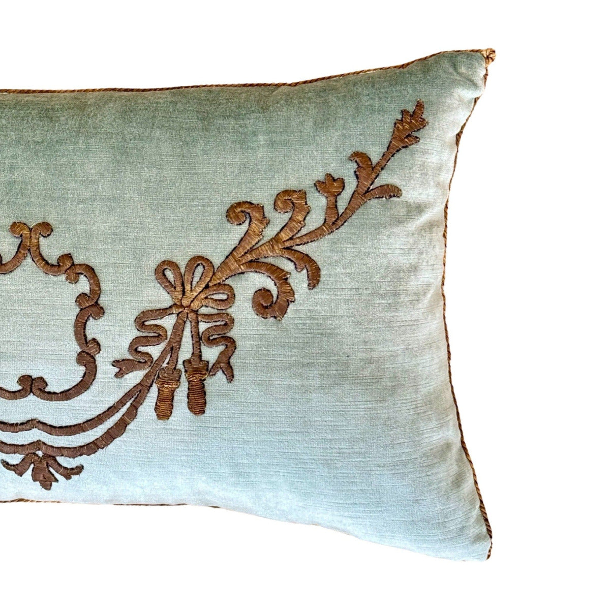 Antique Ottoman Empire Raised Gold Metallic Embroidery (#E022024 | 14 x 23") New Pillows B. Viz Design 