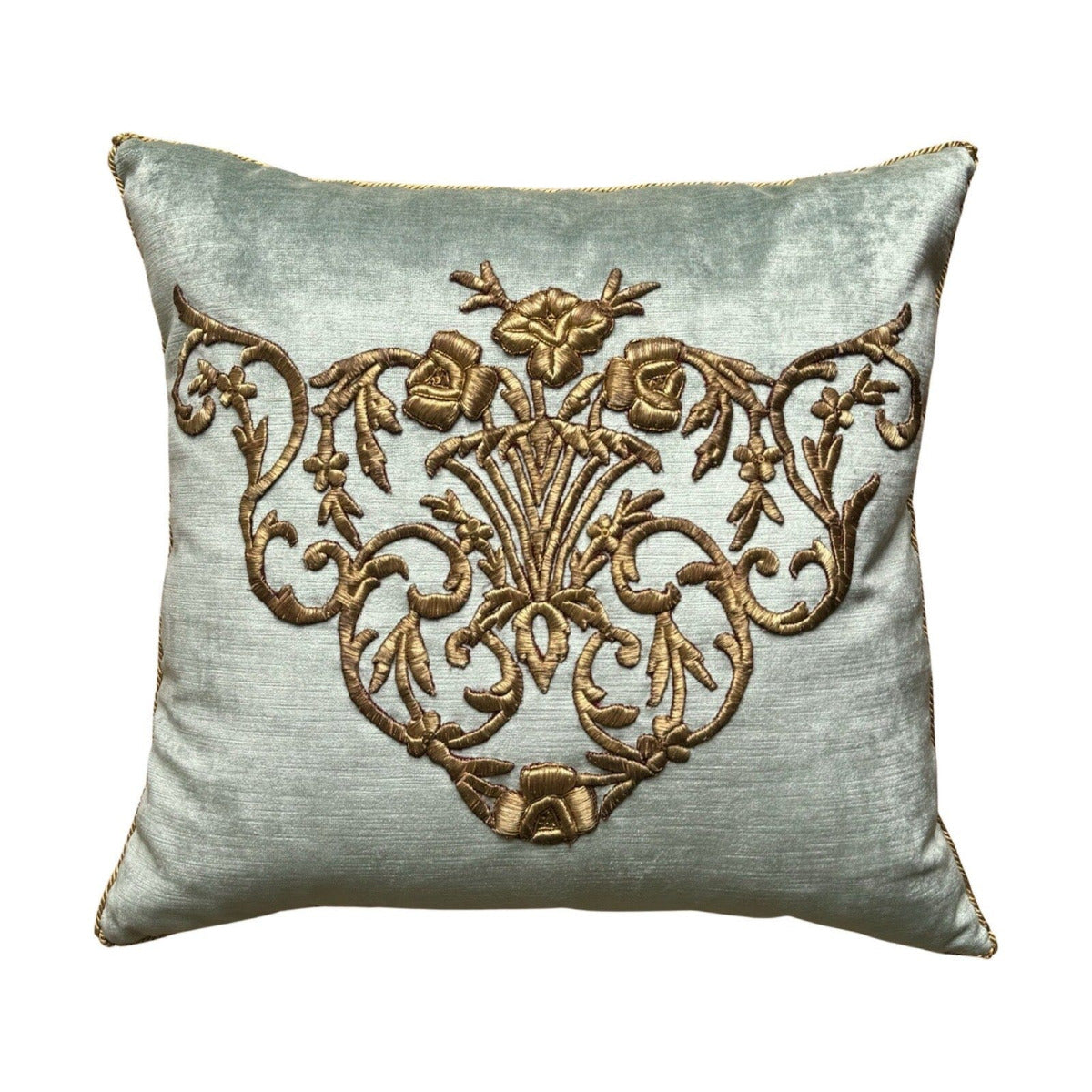 Antique Ottoman Empire Raised Gold Metallic Embroidery | (#E022224AB) 24 x 24