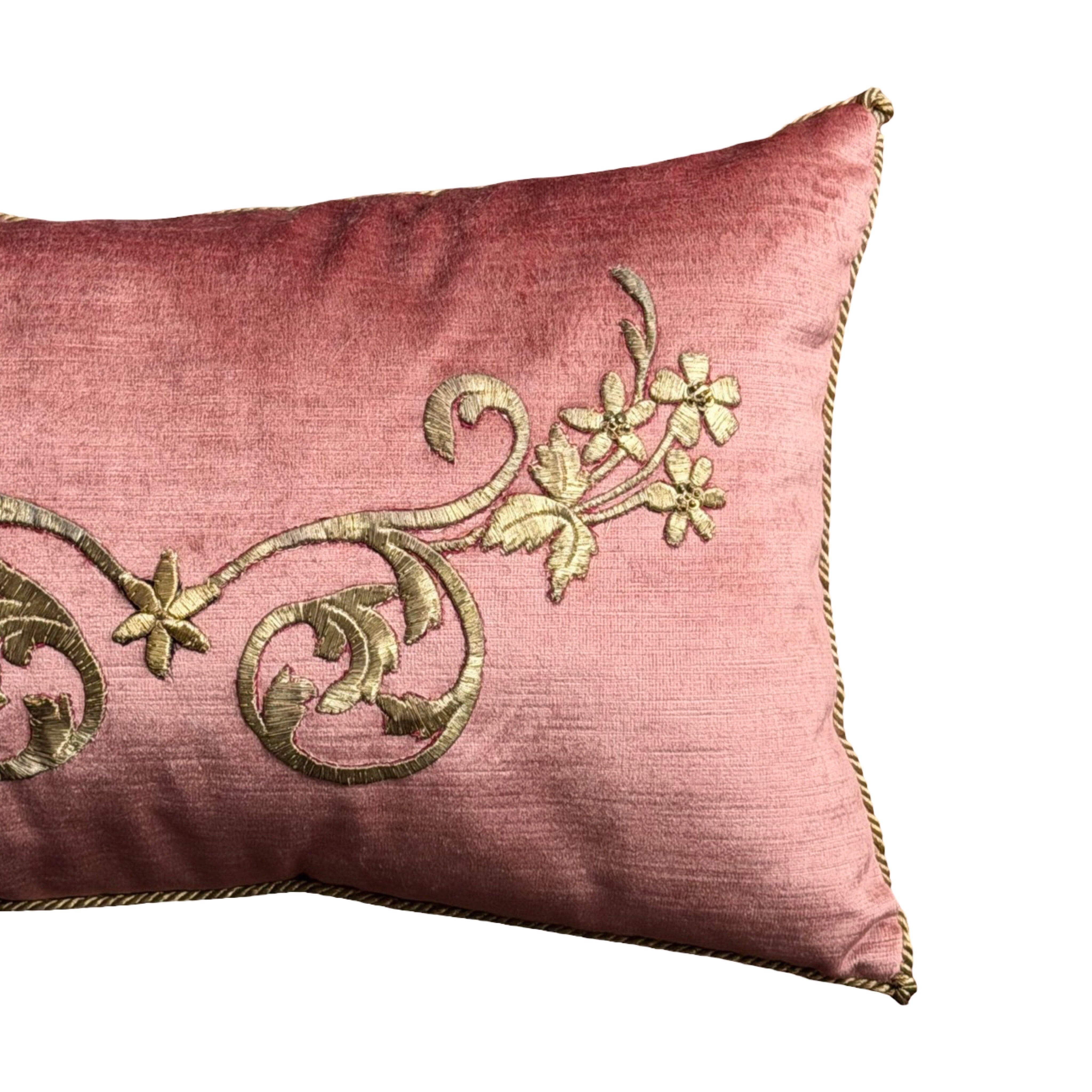 Antique Ottoman Empire Raised Gold Metallic Embroidery (#E031226A&B | 11.5" x 18") New Pillows B. Viz Design 