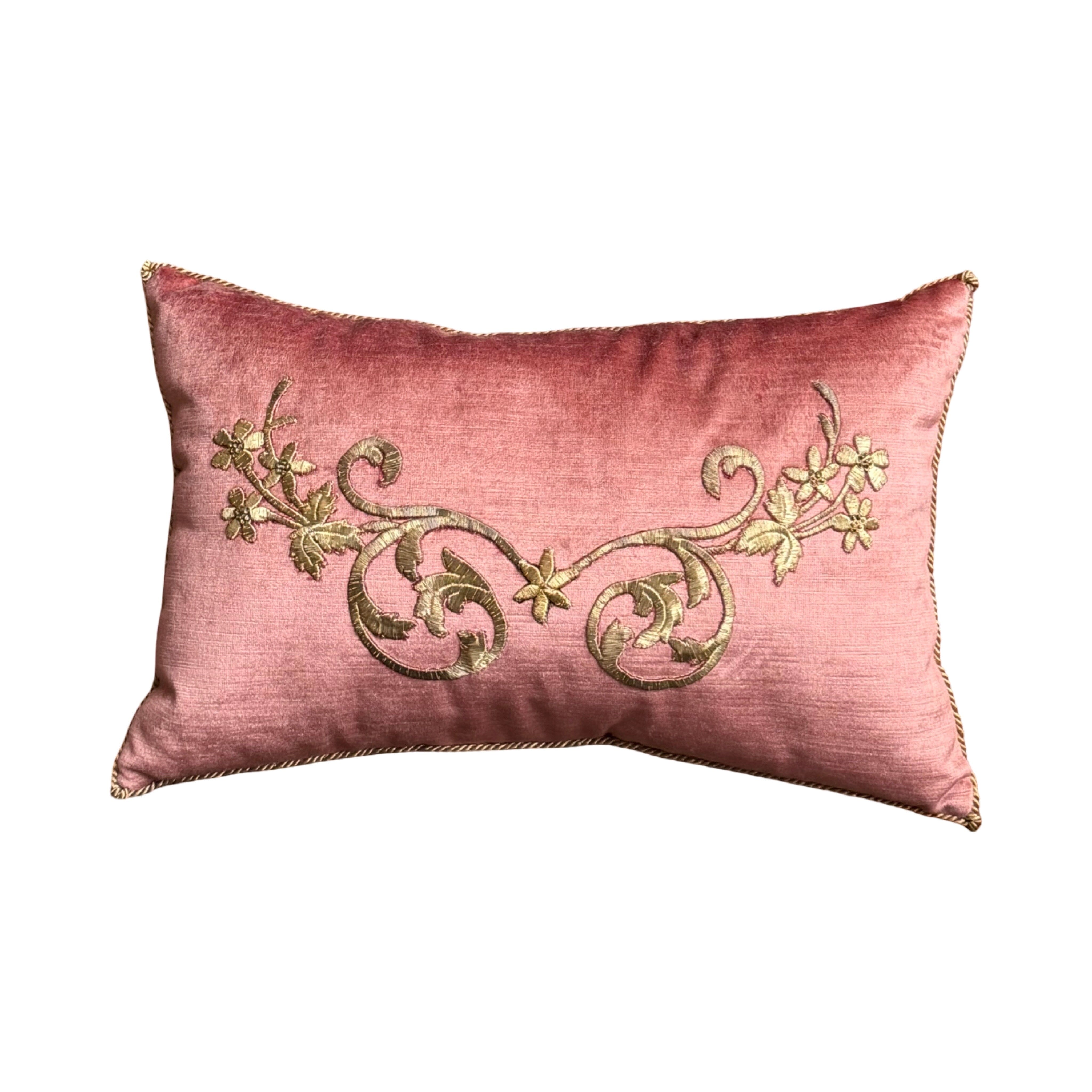 Antique Ottoman Empire Raised Gold Metallic Embroidery (#E031226A&B | 11.5" x 18") New Pillows B. Viz Design 