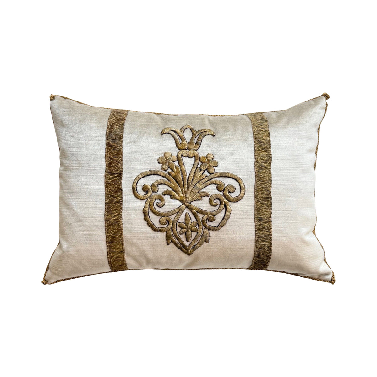 Antique Ottoman Empire Raised Gold Metallic Embroidery (#E040326A&B | 13 x 19") New Pillows B. Viz Design 