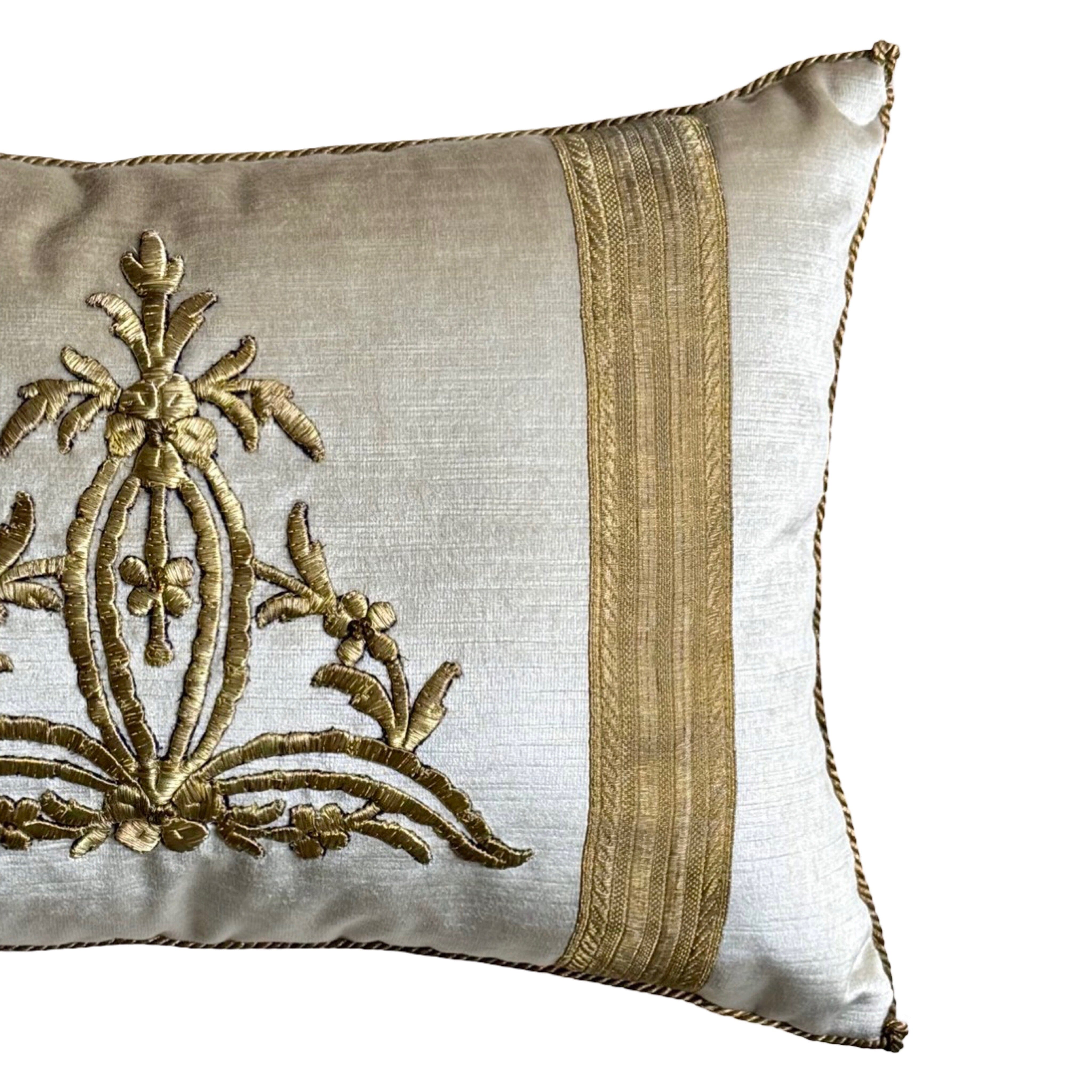 Antique Ottoman Empire Raised Gold Metallic Embroidery (#E050725A&B | 13 x 19") New Pillows B. Viz Design 