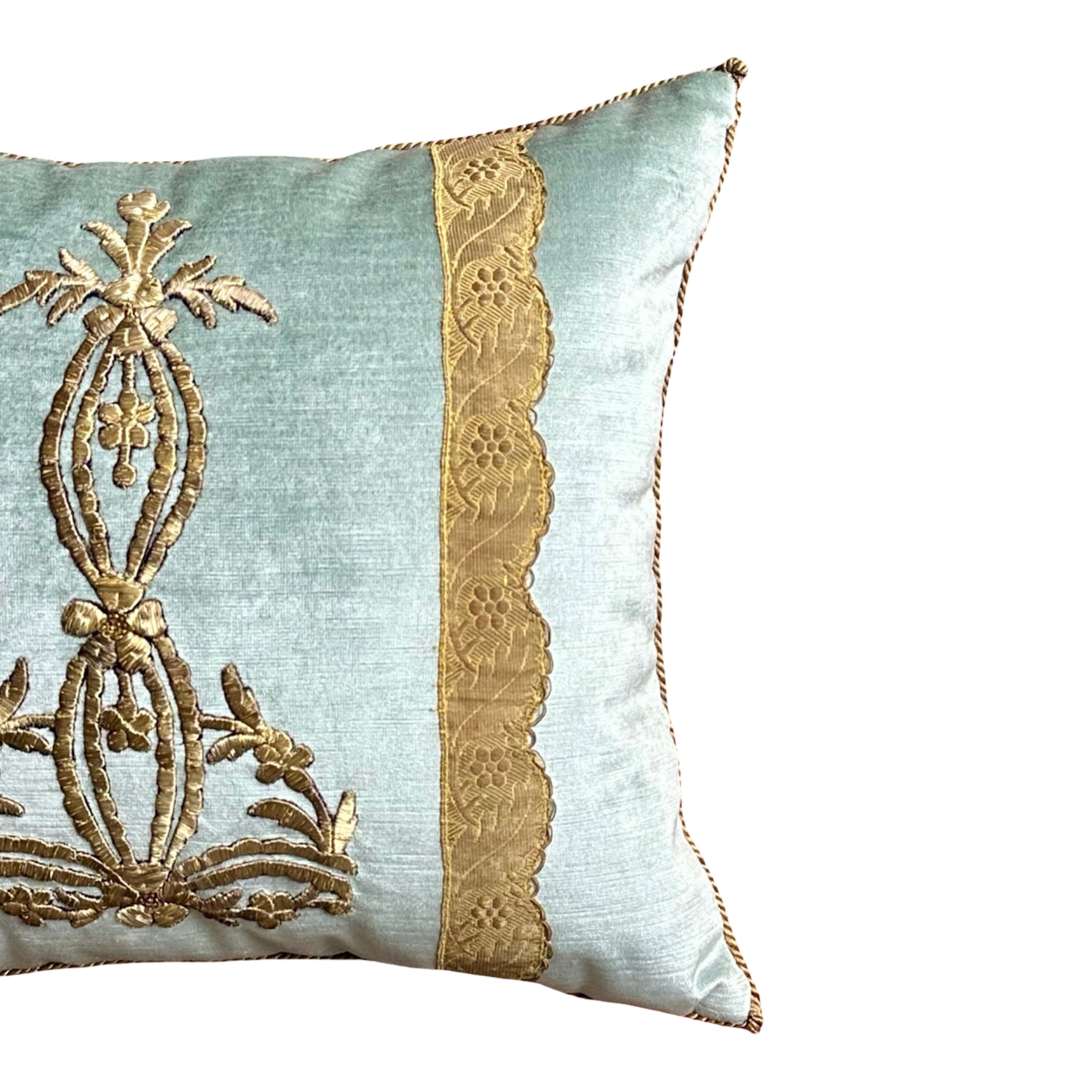 Antique Ottoman Empire Raised Gold Metallic Embroidery (#E050825A&B | 16 x 19") New Pillows B. Viz Design 