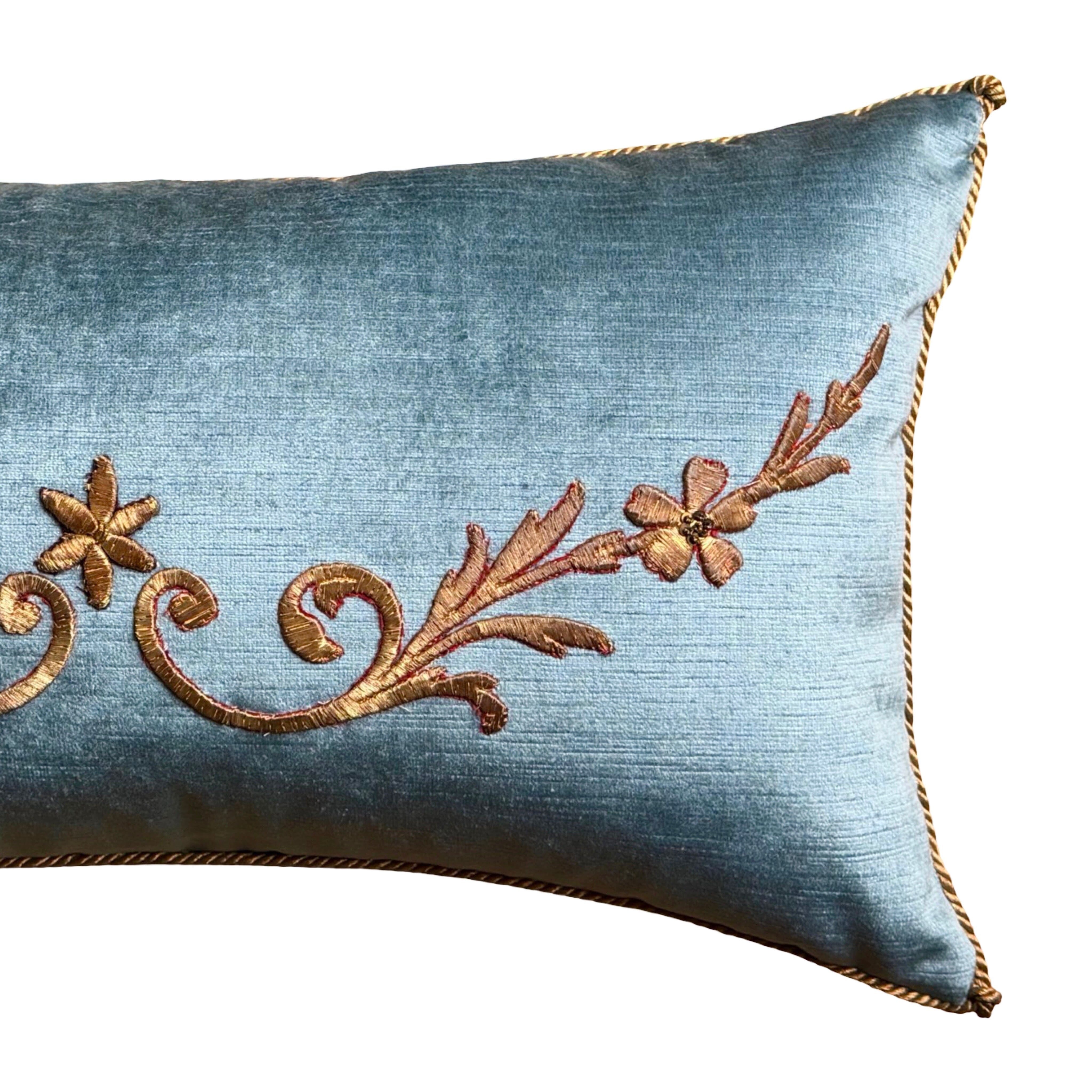 Antique Ottoman Empire Raised Gold Metallic Embroidery (#E052625A&B | 11 x 19.75") New Pillows B. Viz Design 