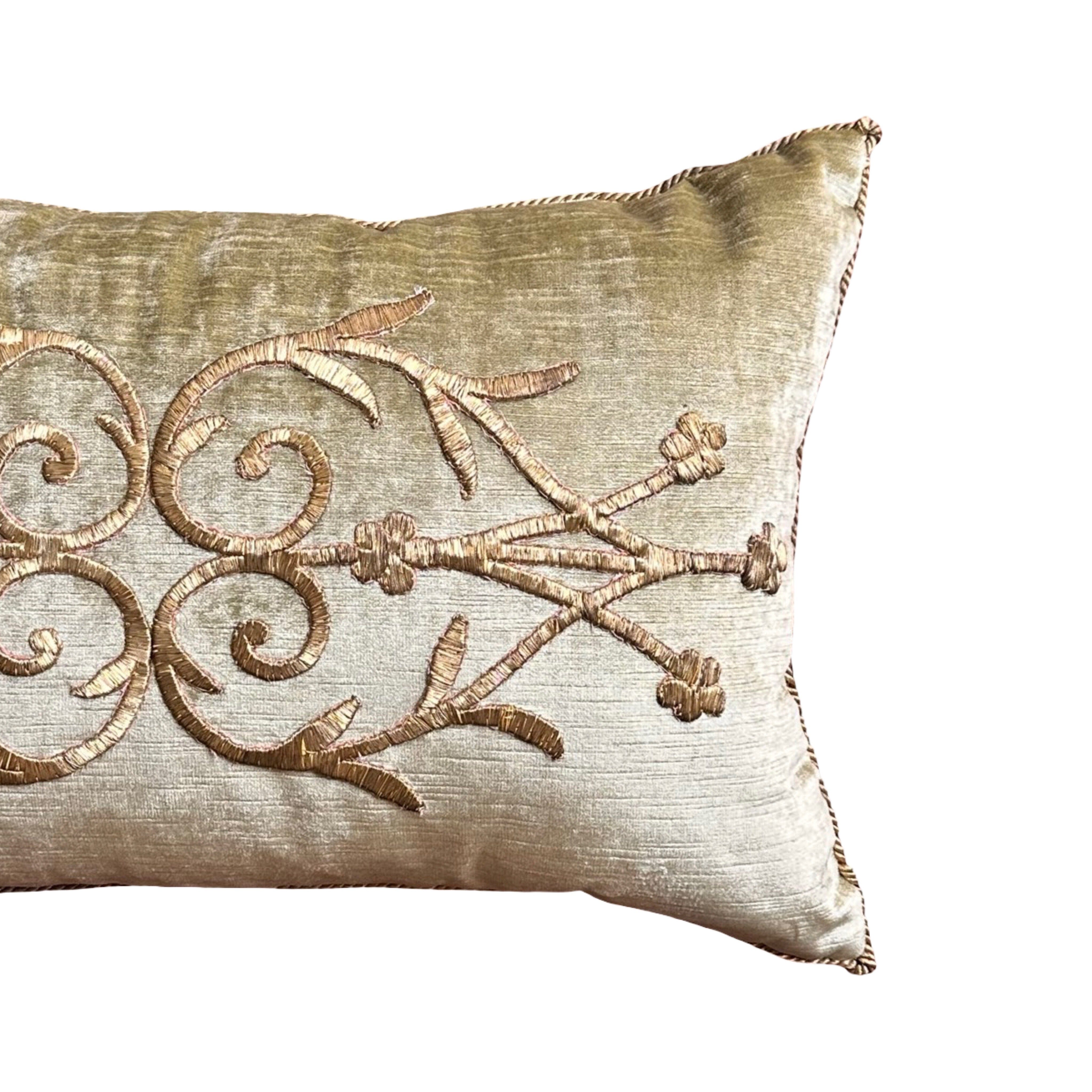 Antique Ottoman Empire Raised Gold Metallic Embroidery (#E053025A&B | 13" x 21") New Pillows B. Viz Design 