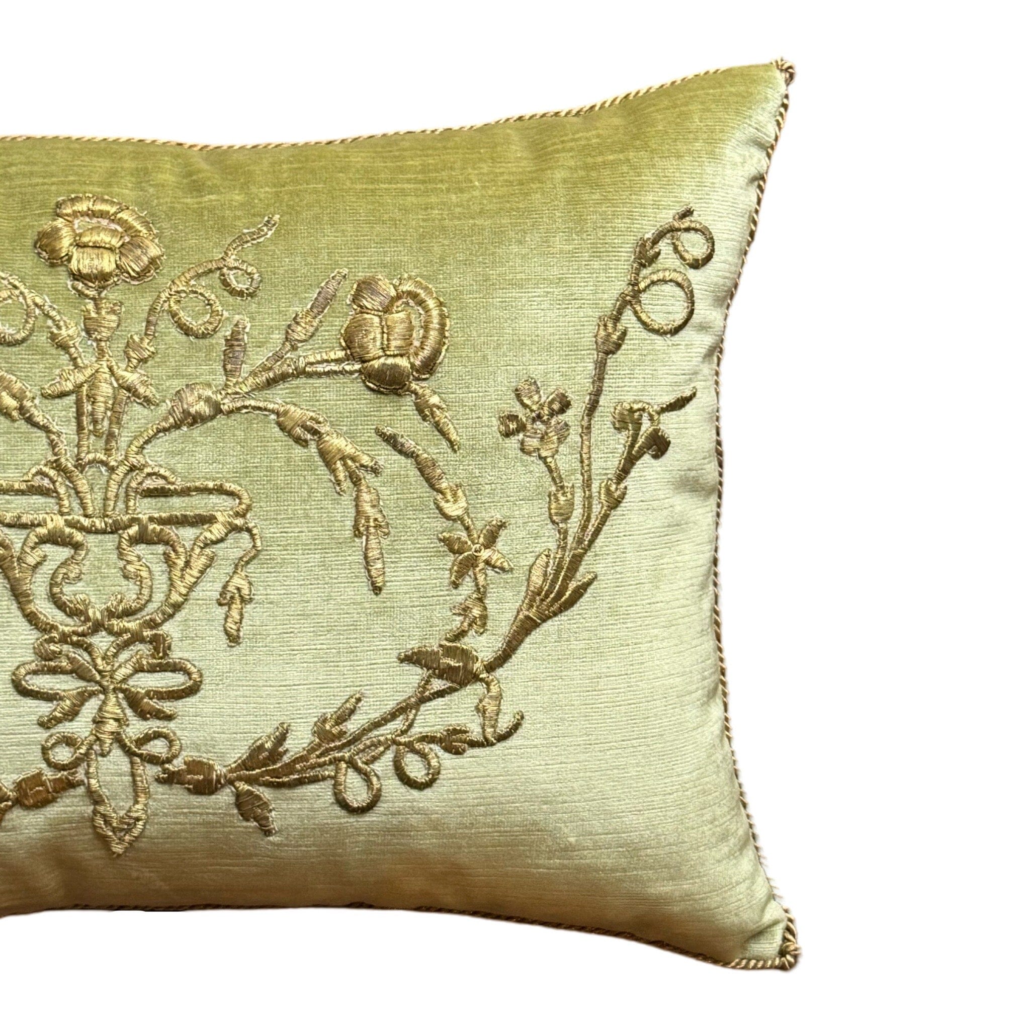 Antique Ottoman Empire Raised Gold Metallic Embroidery (#E062424A&B | 13.5 x 19″) New Pillows B. Viz Design 